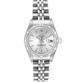 Rolex Date Stainless Steel Silver Baton Dial Ladies Watch 79190 Papers