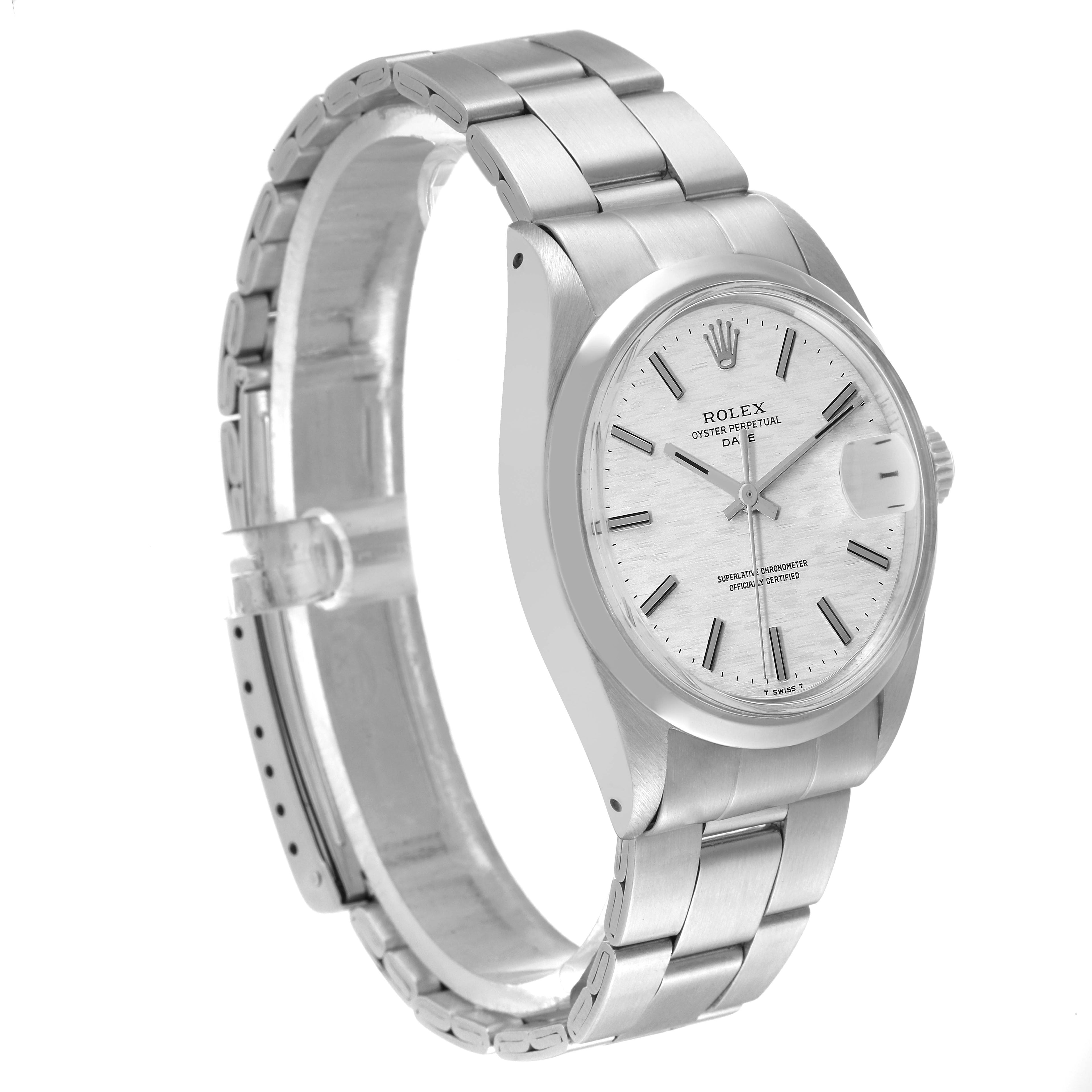 Rolex Date Stainless Steel Silver Brick Dial Vintage Mens Watch 1500