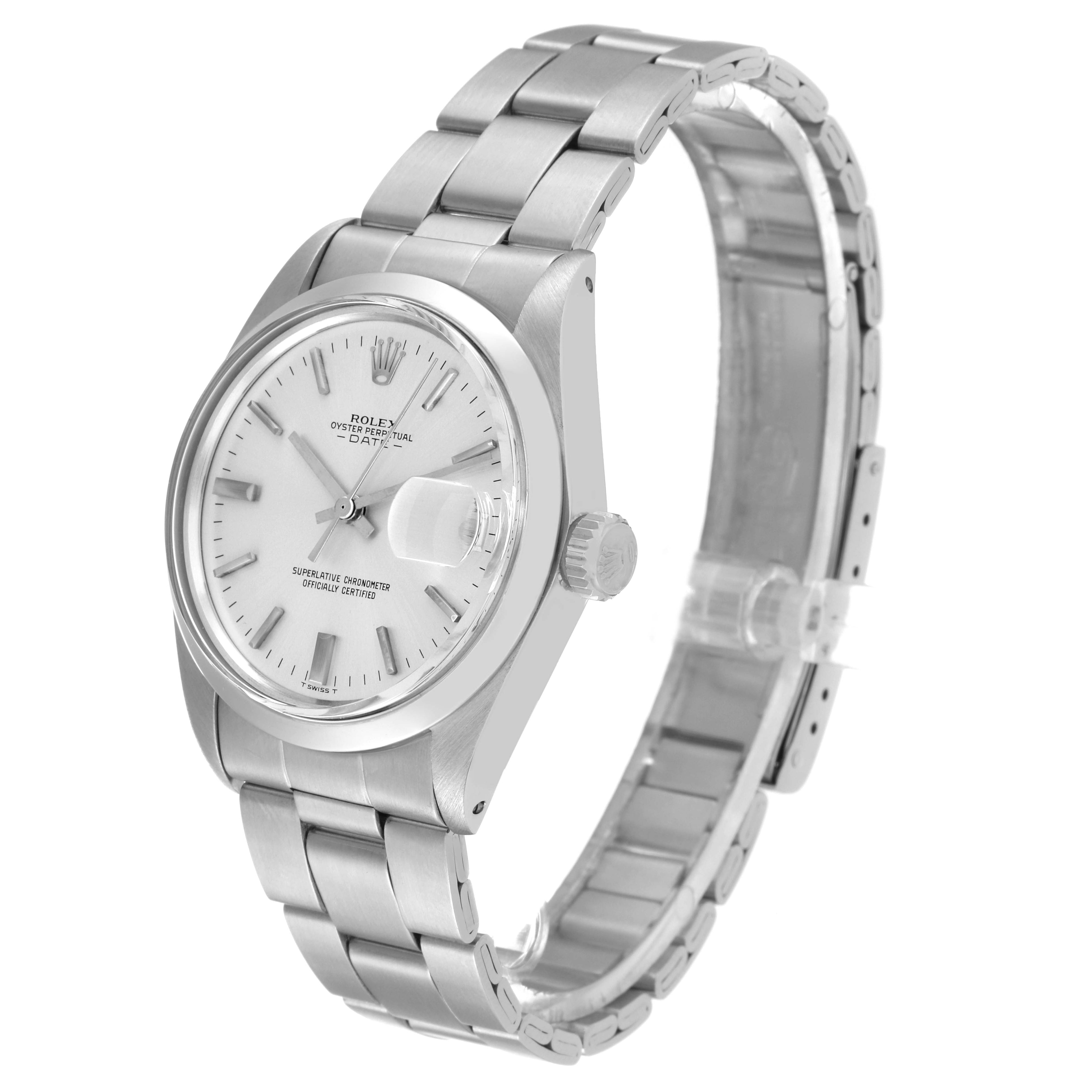 Rolex Date Stainless Steel Silver Dial Vintage Mens Watch 1500
