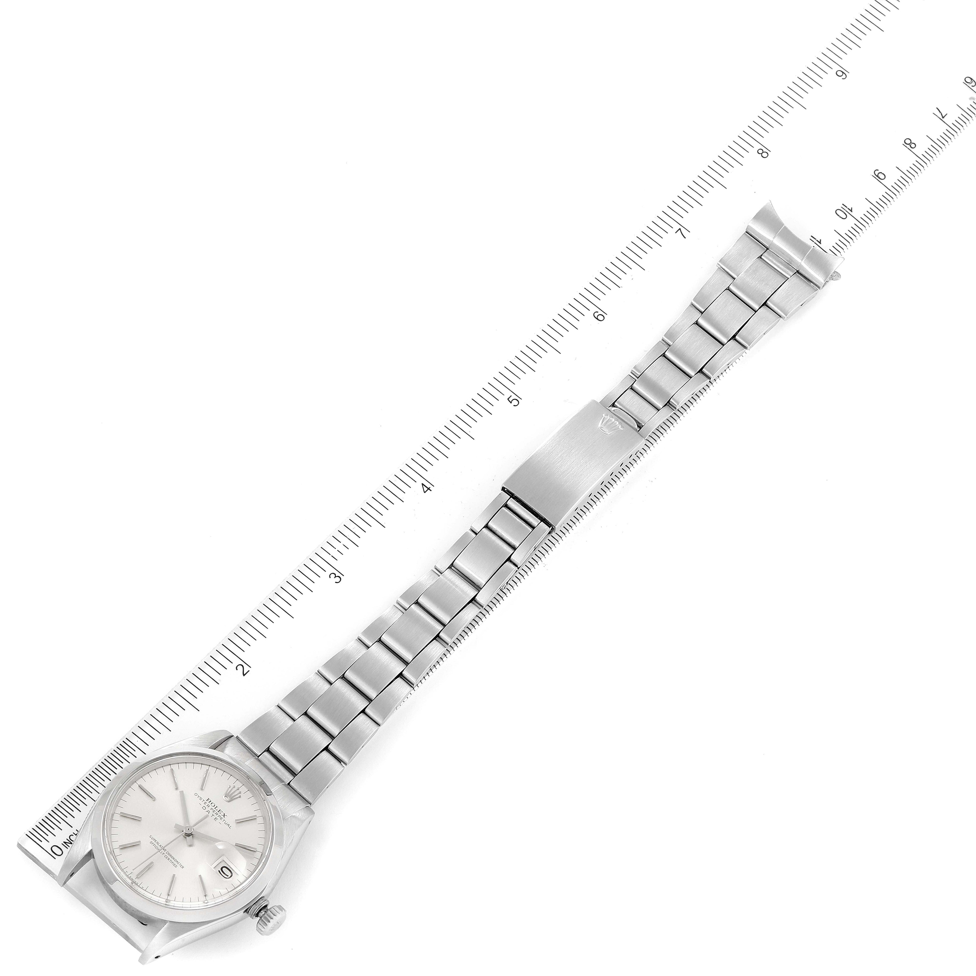 Rolex Date Stainless Steel Silver Dial Vintage Mens Watch 1500 Box Papers