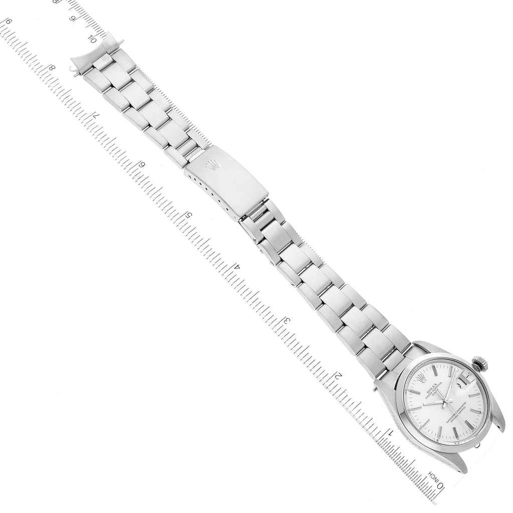 Rolex Date Stainless Steel Silver Dial Vintage Mens Watch 1500 Box Service Card