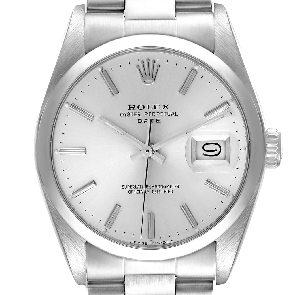 Rolex Date Stainless Steel Silver Dial Vintage Mens Watch 15000c