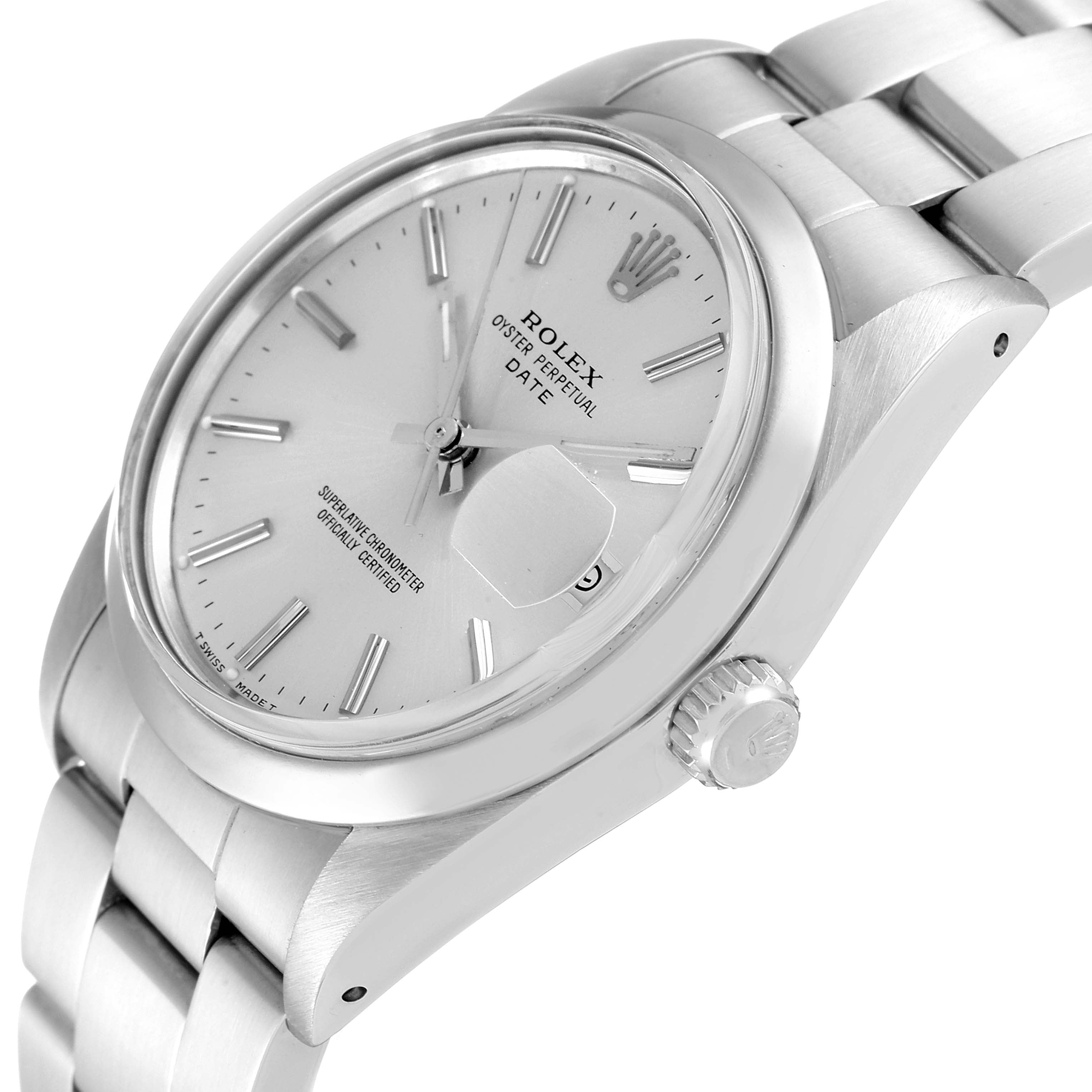 Rolex Date Stainless Steel Silver Dial Vintage Mens Watch 15000c