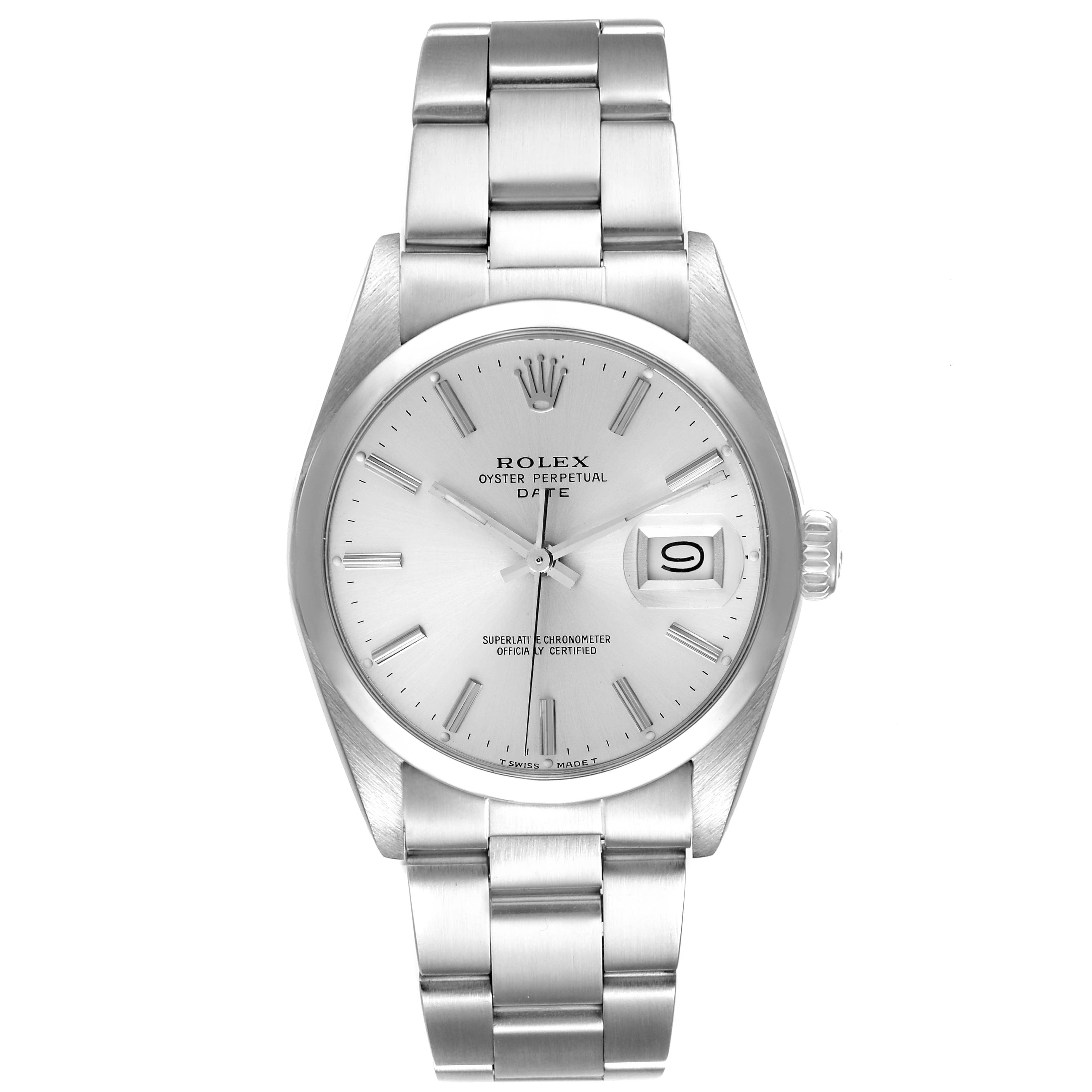 Rolex Date Stainless Steel Silver Dial Vintage Mens Watch 15000c