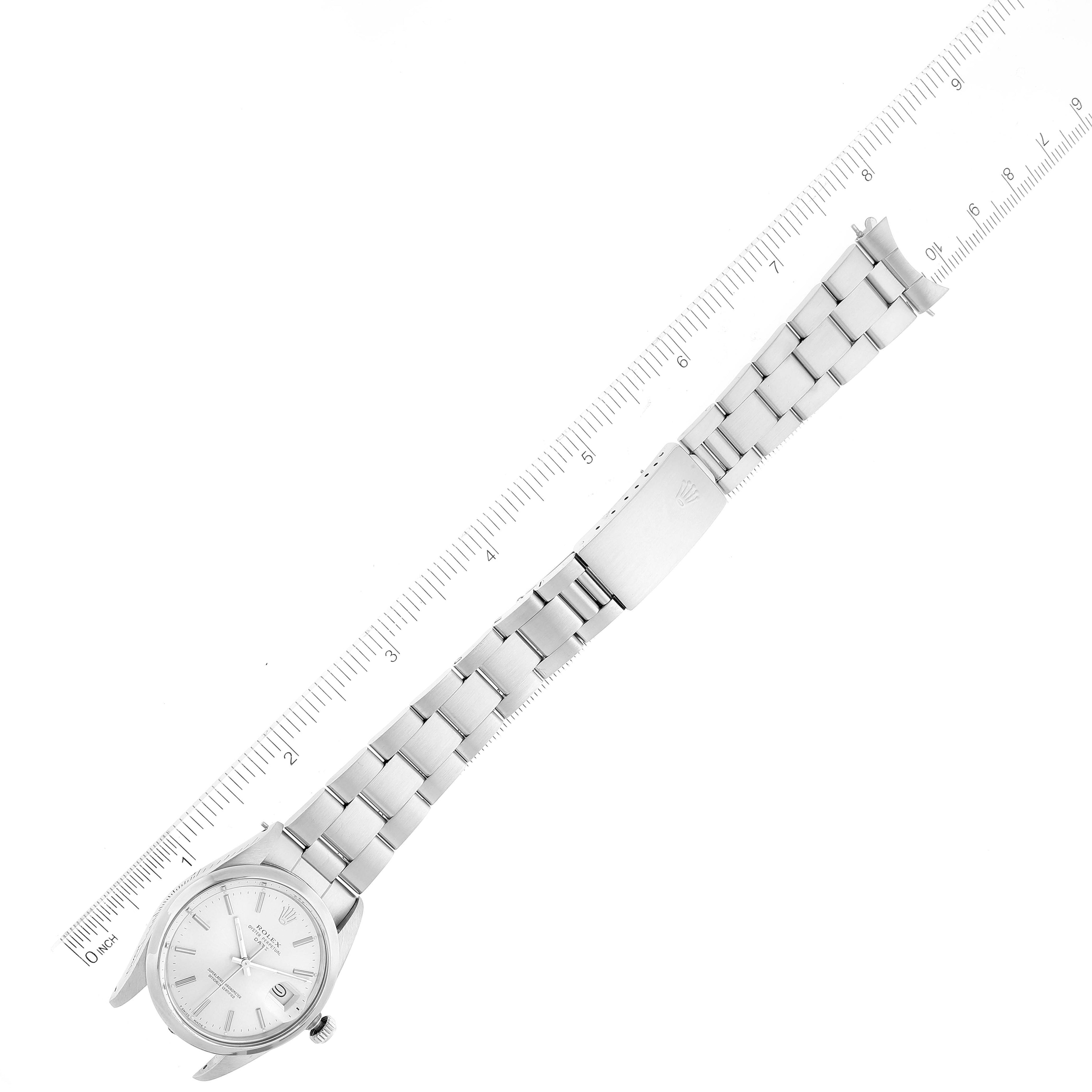 Rolex Date Stainless Steel Silver Dial Vintage Mens Watch 15000c