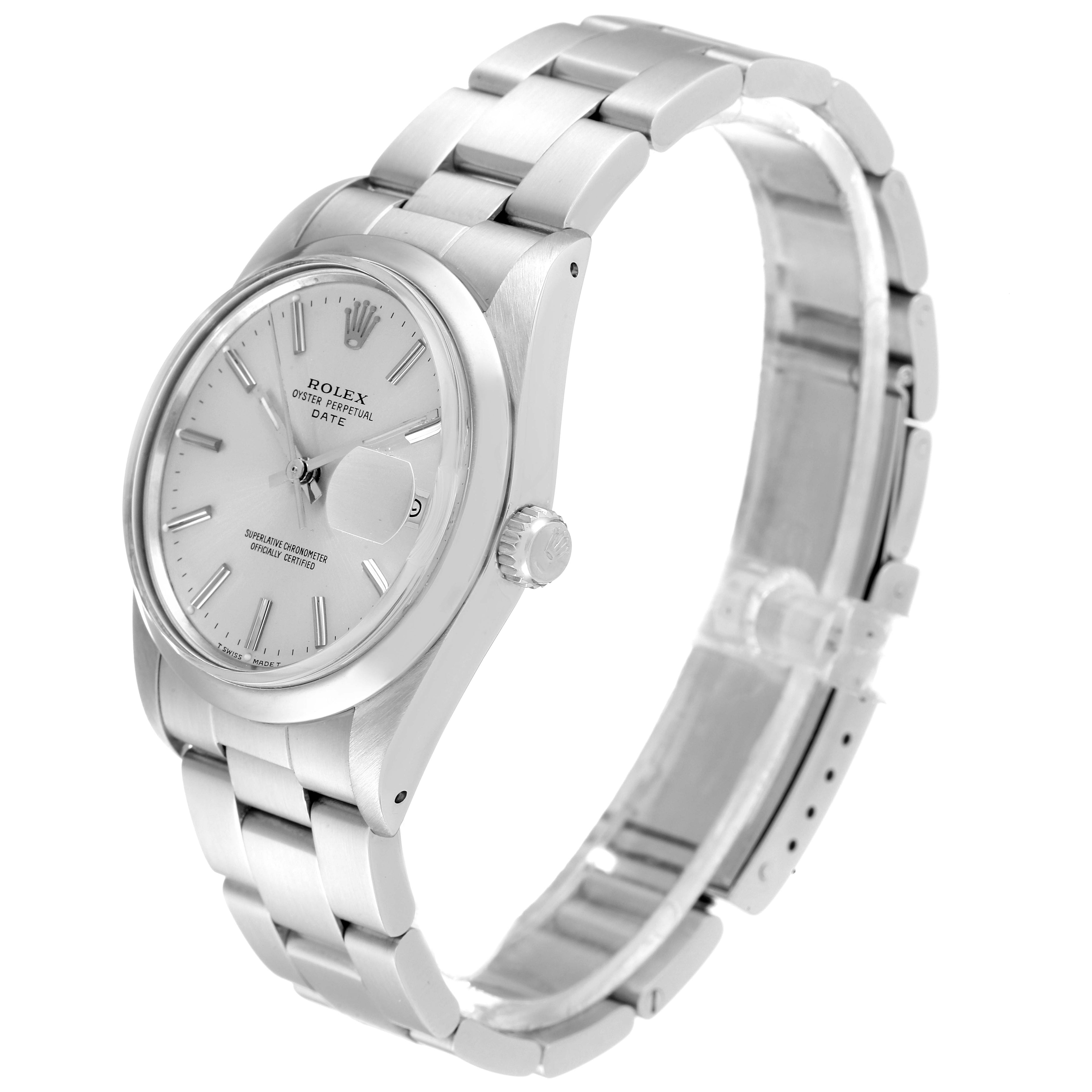 Rolex Date Stainless Steel Silver Dial Vintage Mens Watch 15000c
