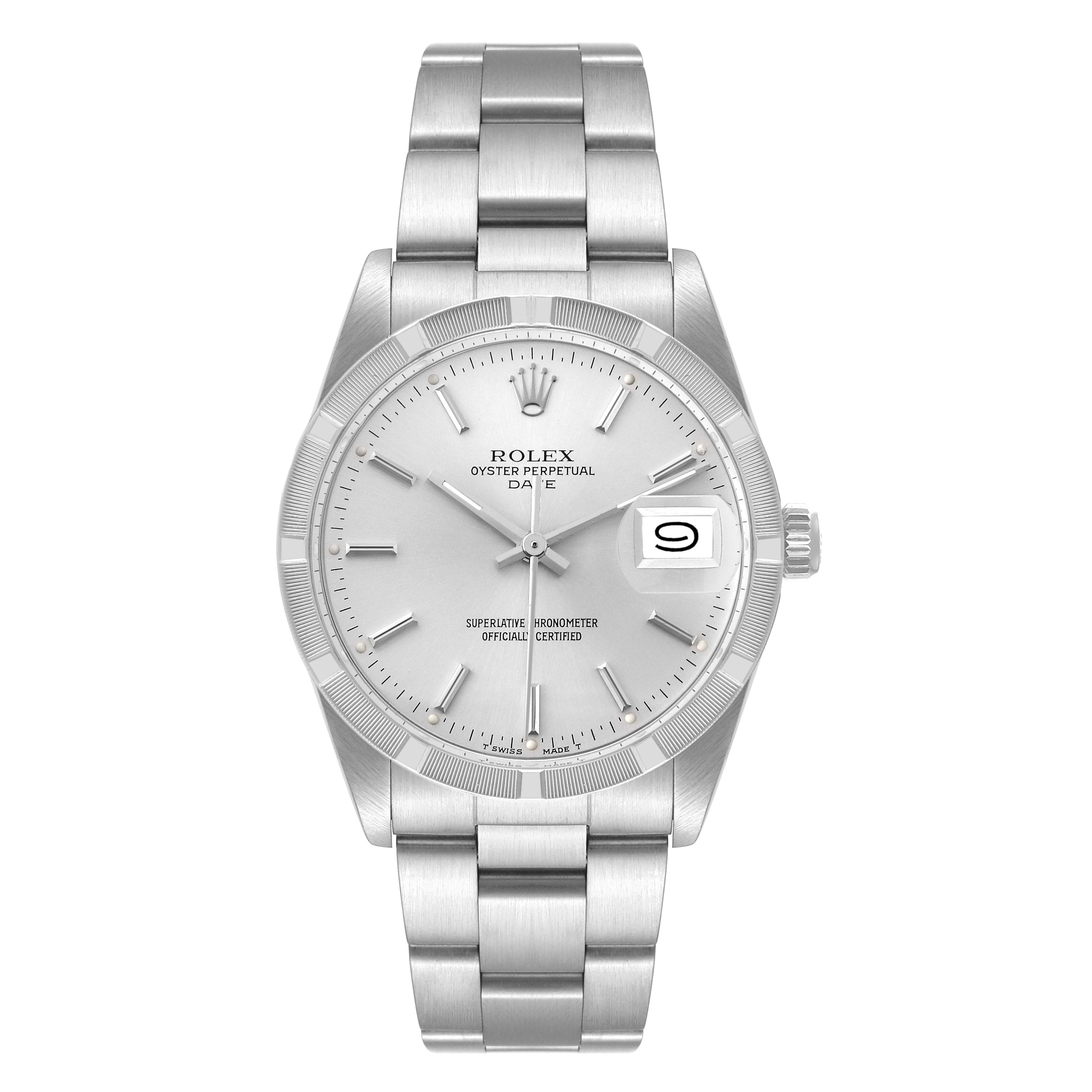 Rolex Date Stainless Steel Silver Dial Vintage Mens Watch 15010