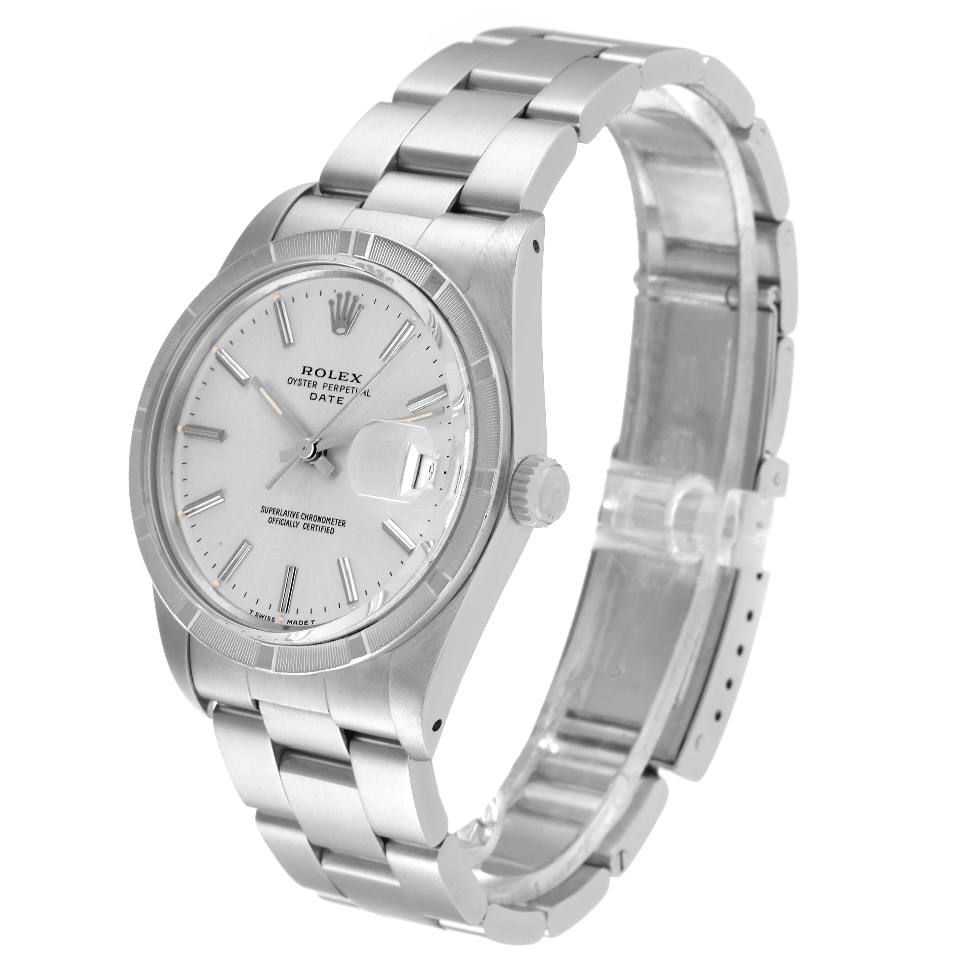 Rolex Date Stainless Steel Silver Dial Vintage Mens Watch 15010 Box Papers