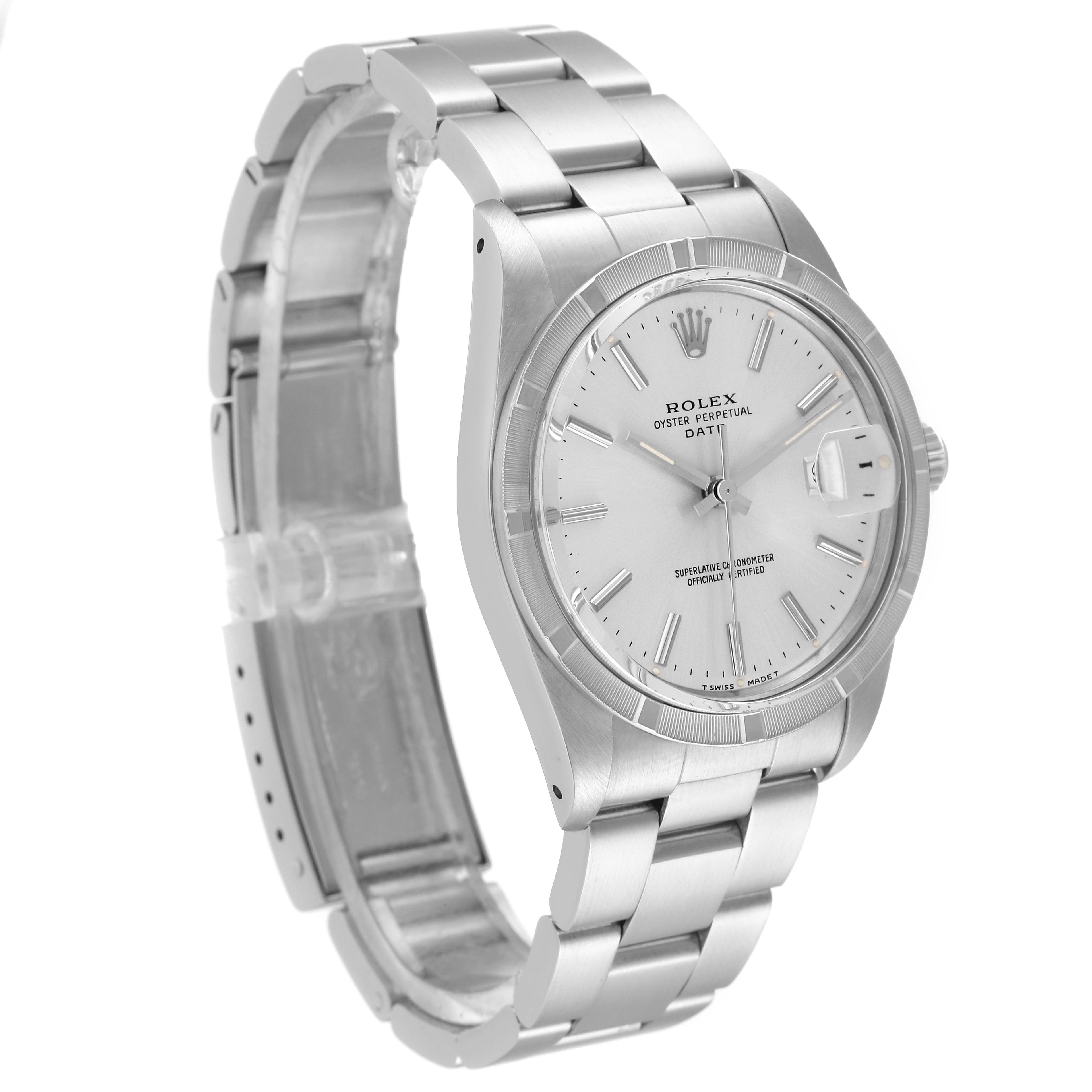 Rolex Date Stainless Steel Silver Dial Vintage Mens Watch 15010 Box Papers