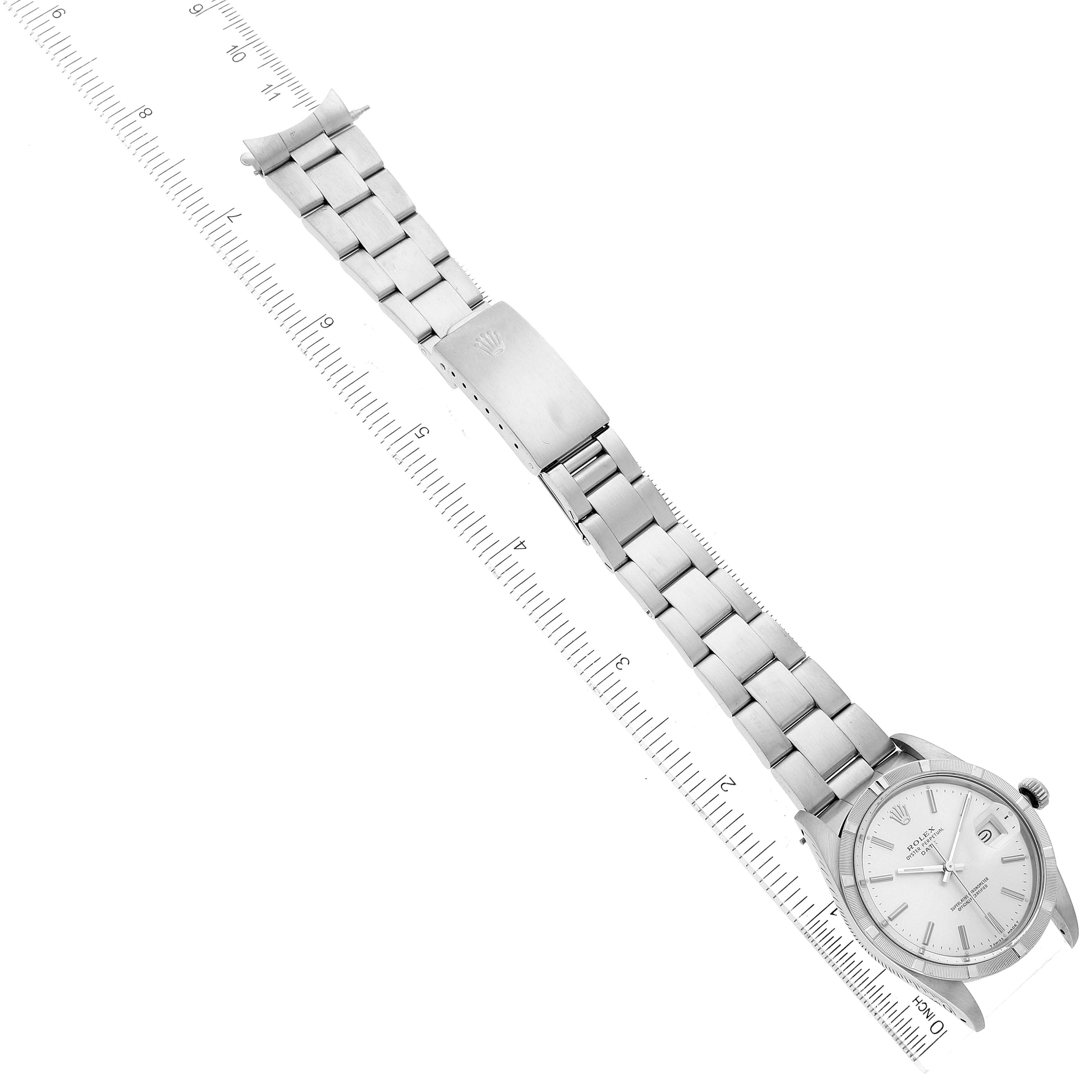 Rolex Date Stainless Steel Silver Dial Vintage Mens Watch 15010 Box Papers