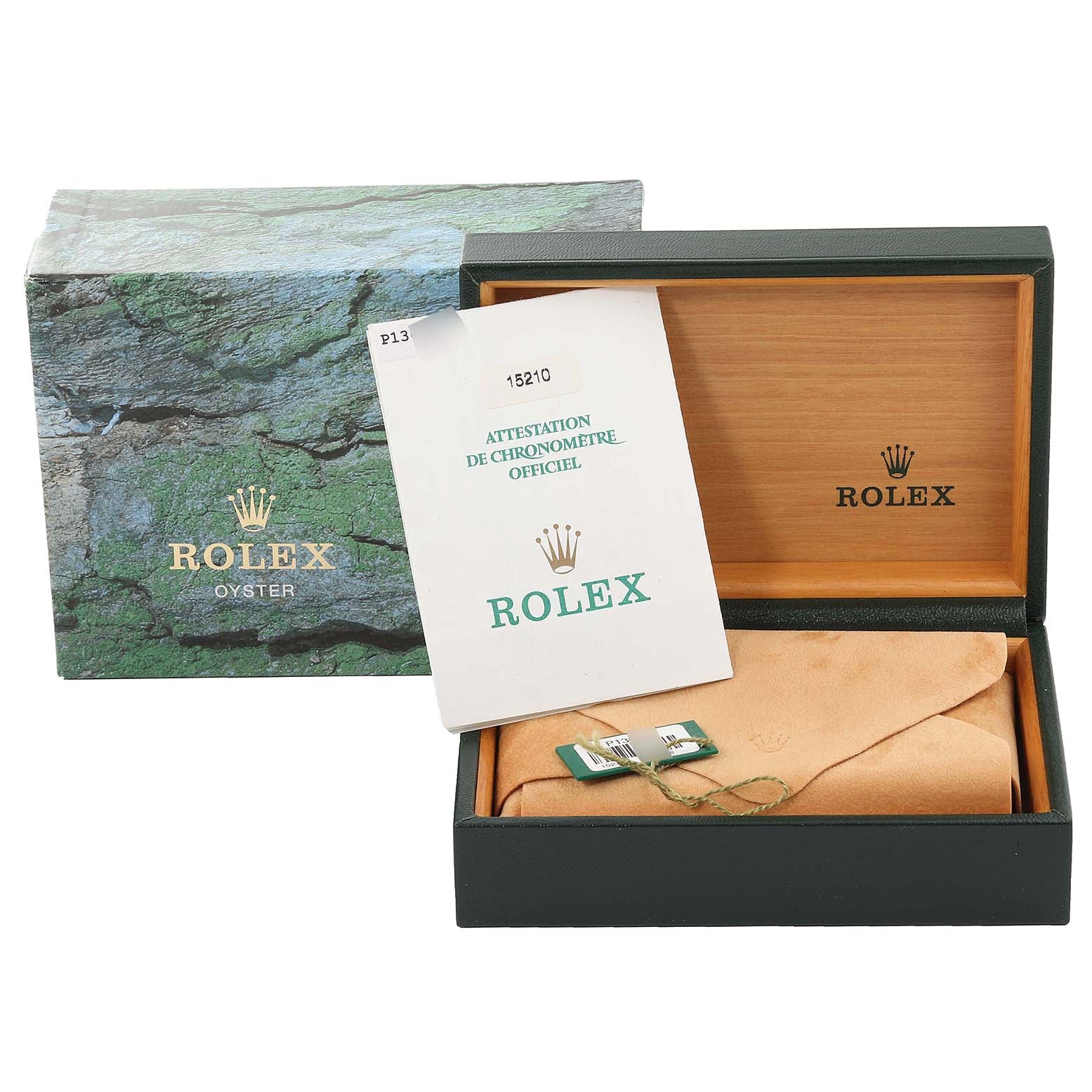 Rolex Date Stainless Steel White Dial Mens Watch 15210 Box Papers