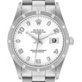 Rolex Date Stainless Steel White Dial Mens Watch 15210 Box Papers