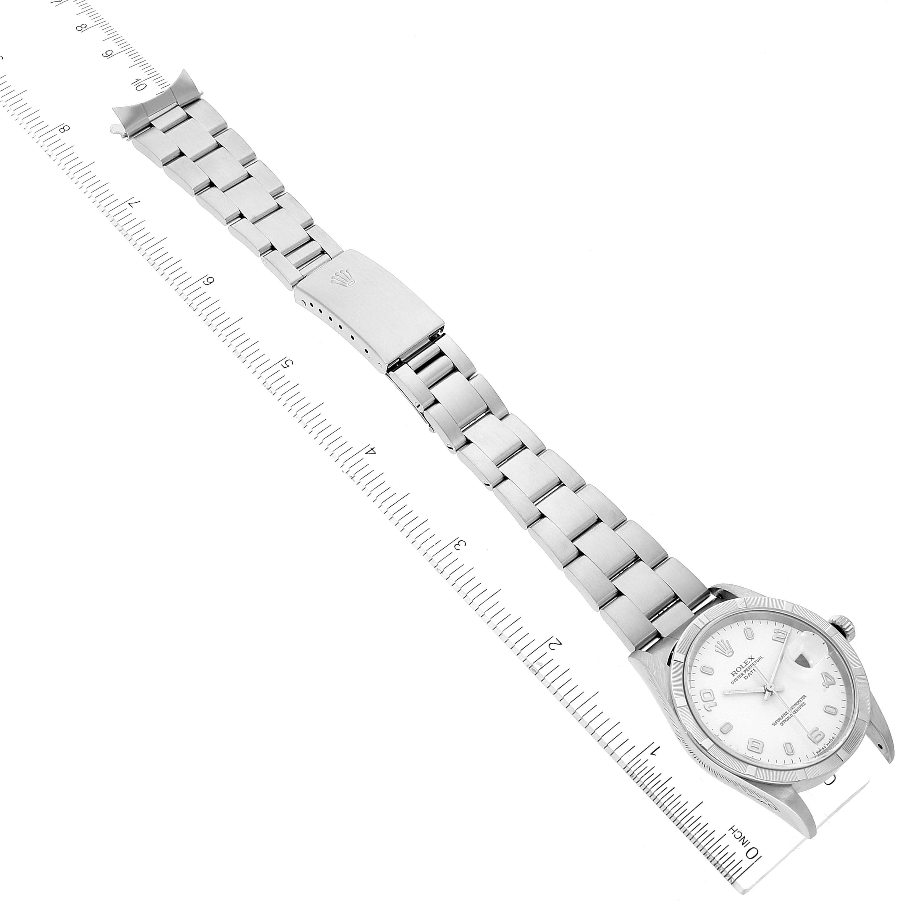 Rolex Date Stainless Steel White Dial Mens Watch 15210 Box Papers
