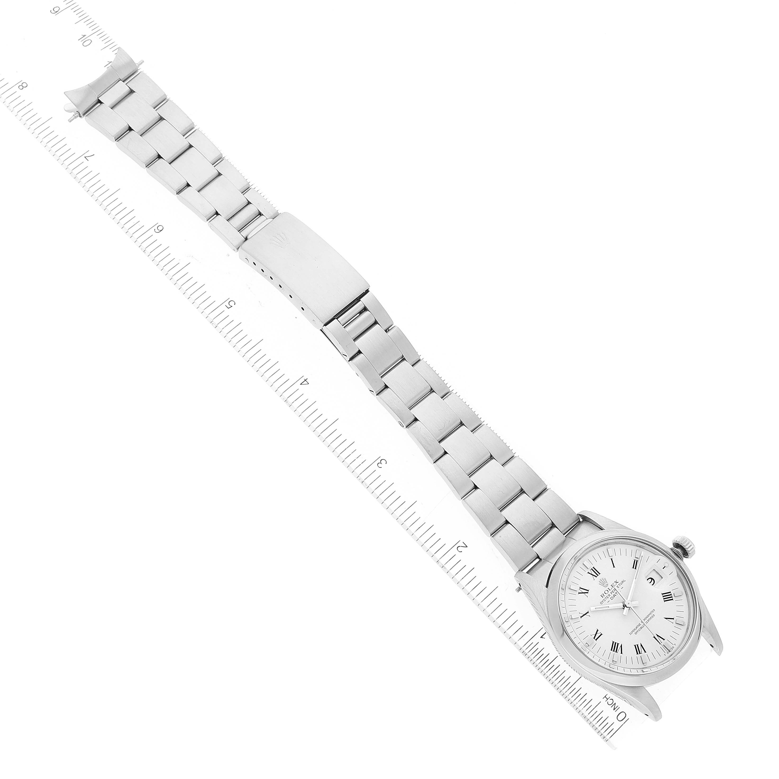 Rolex Date Stainless Steel White Dial Vintage Mens Watch 15000