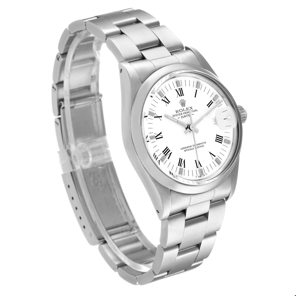 Rolex Date Stainless Steel White Dial Vintage Mens Watch 15000