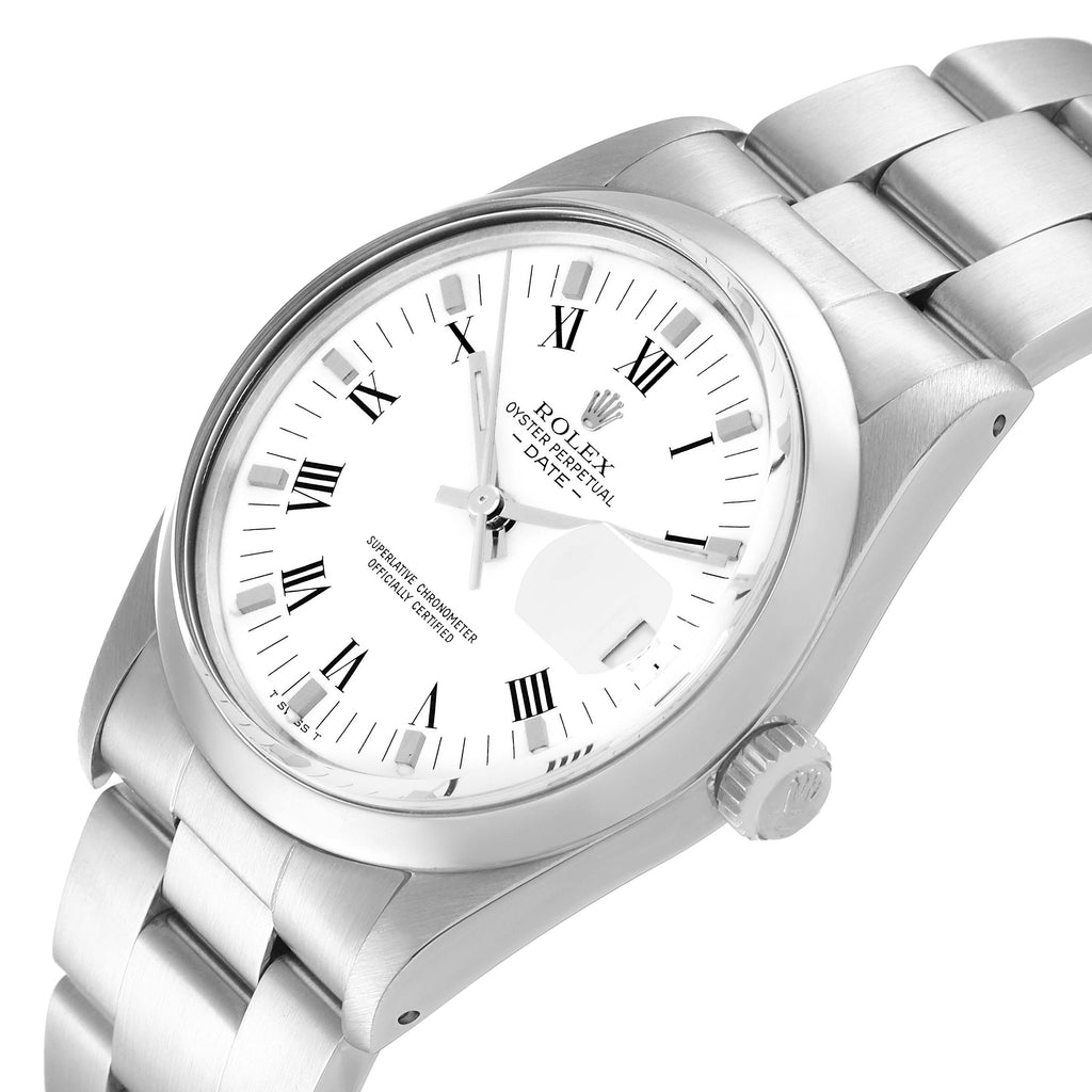 Rolex Date Stainless Steel White Dial Vintage Mens Watch 15000