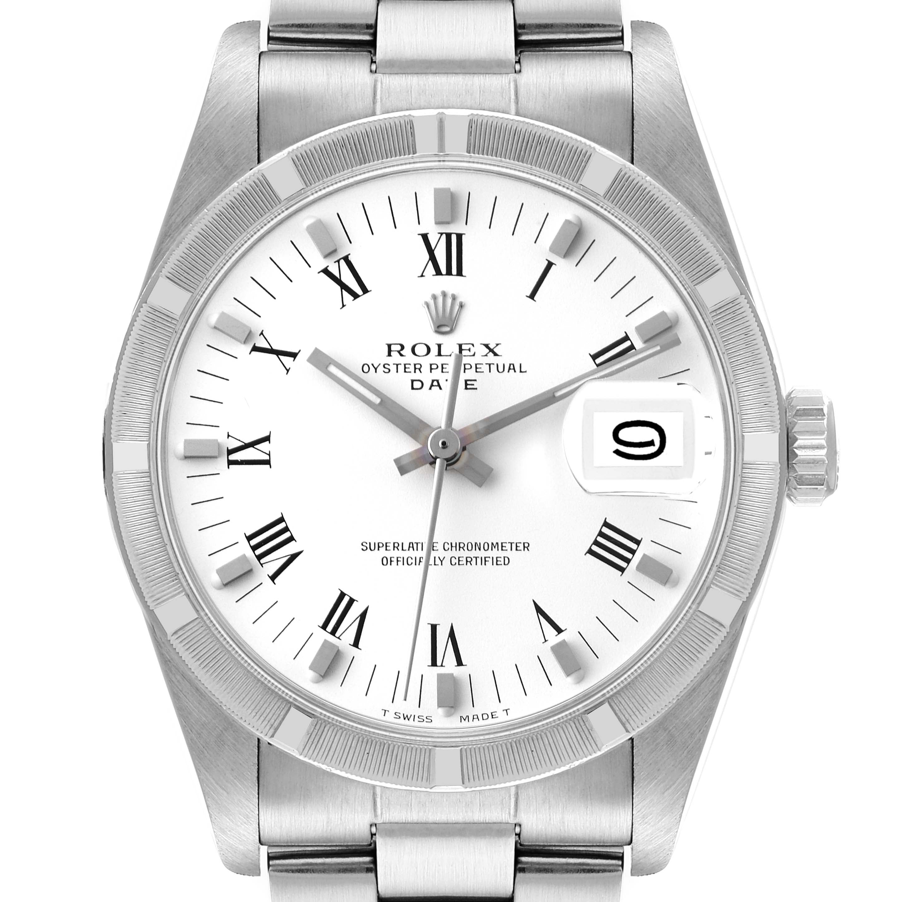 Rolex Date Stainless Steel White Dial Vintage Mens Watch 1501
