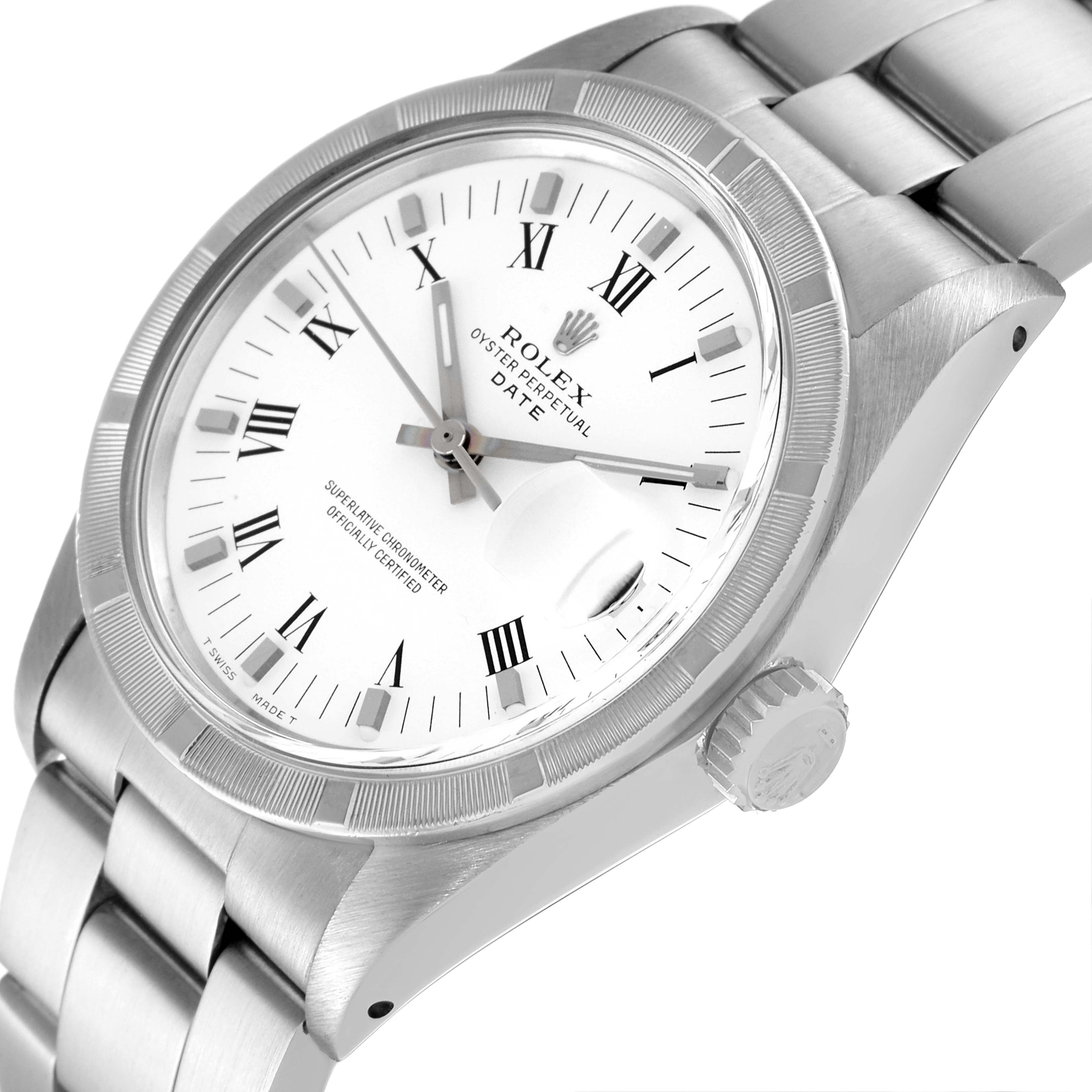 Rolex Date Stainless Steel White Dial Vintage Mens Watch 1501
