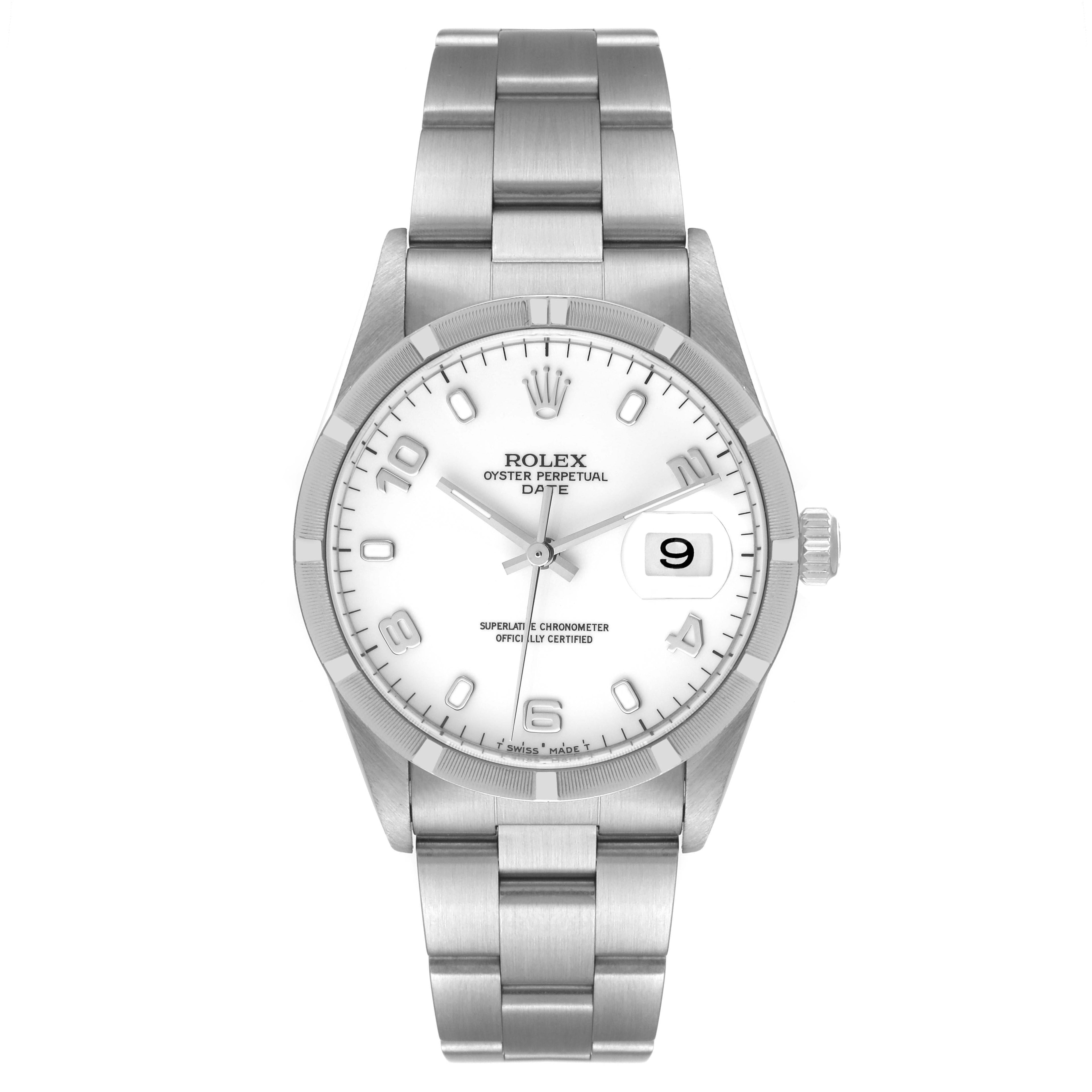 Rolex Date Steel White Dial Oyster Bracelet Mens Watch 15210