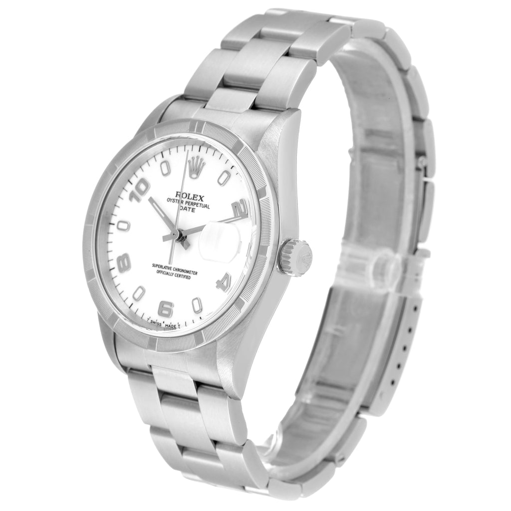 Rolex Date Steel White Dial Oyster Bracelet Mens Watch 15210