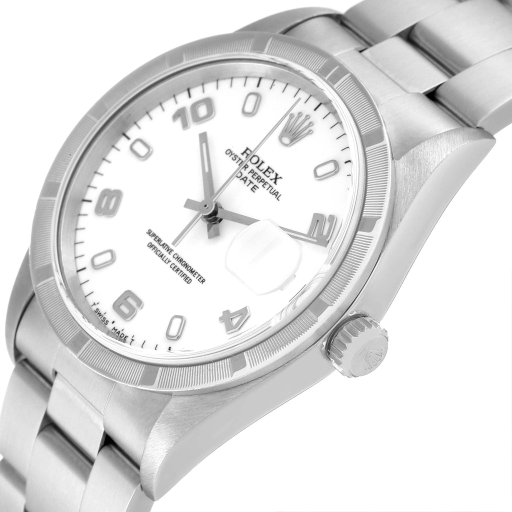 Rolex Date Steel White Dial Oyster Bracelet Mens Watch 15210