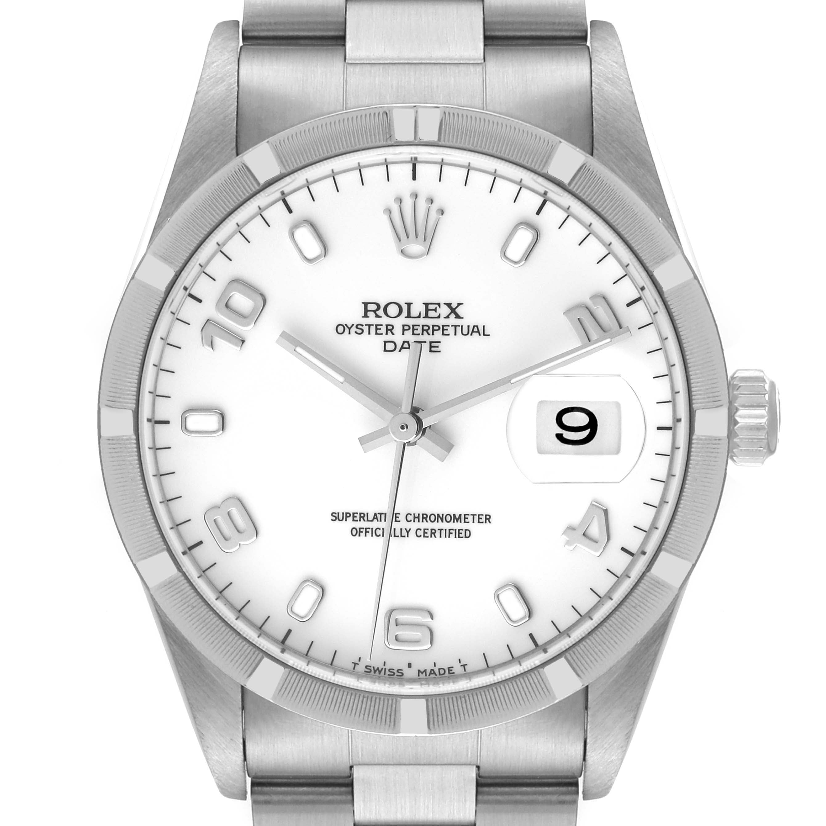 Rolex Date Steel White Dial Oyster Bracelet Mens Watch 15210