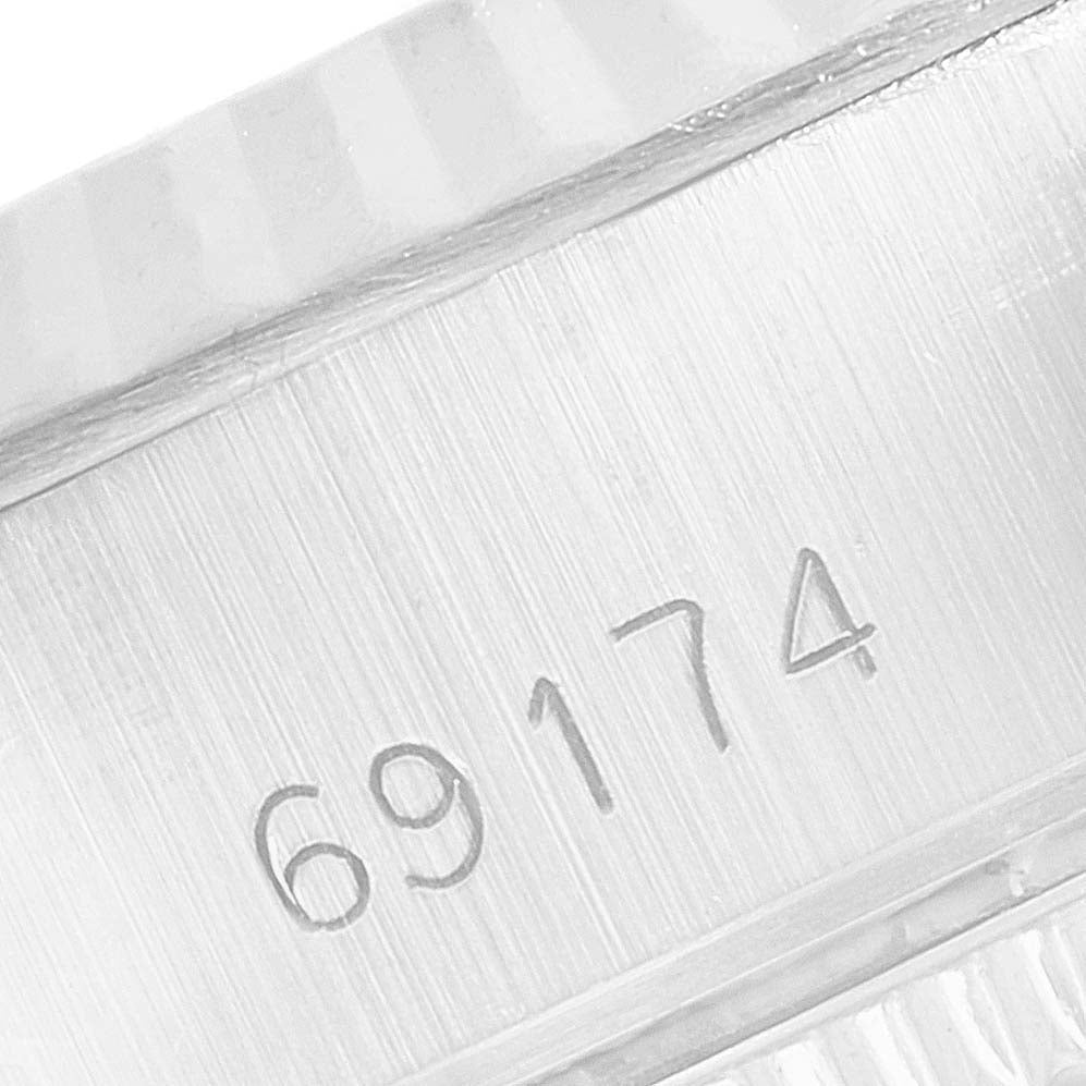 Rolex Date Steel White Gold Silver Dial Ladies Watch 69174 Box Papers