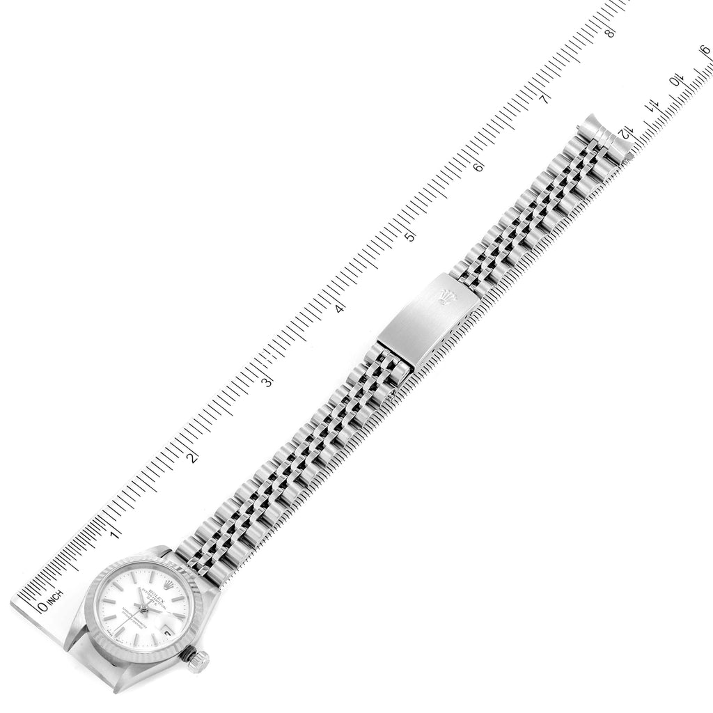 Rolex Date Steel White Gold White Dial Ladies Watch 69174 Box Papers