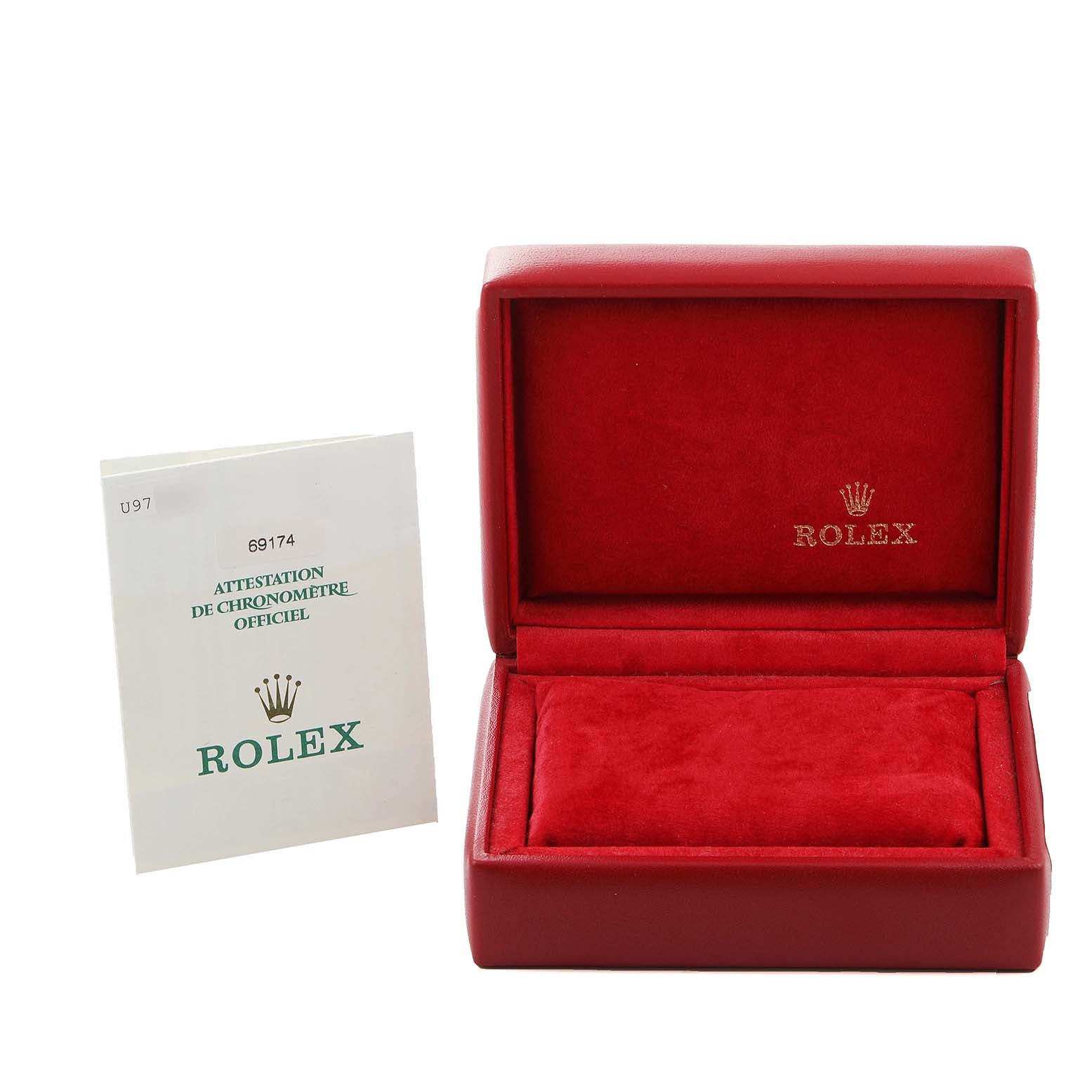 Rolex Date Steel White Gold White Dial Ladies Watch 69174 Box Papers