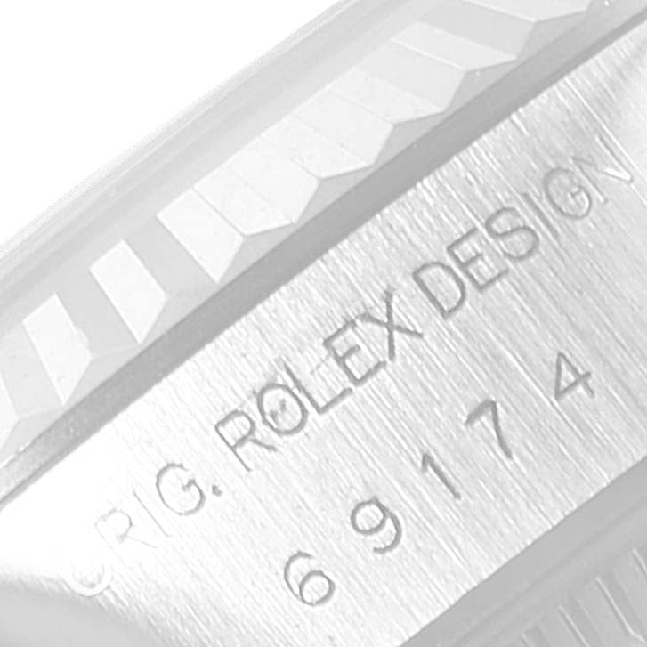 Rolex Date Steel White Gold White Dial Ladies Watch 69174 Box Papers