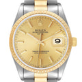 Rolex Date Steel Yellow Gold Baton Dial Oyster Bracelet Mens Watch 15223