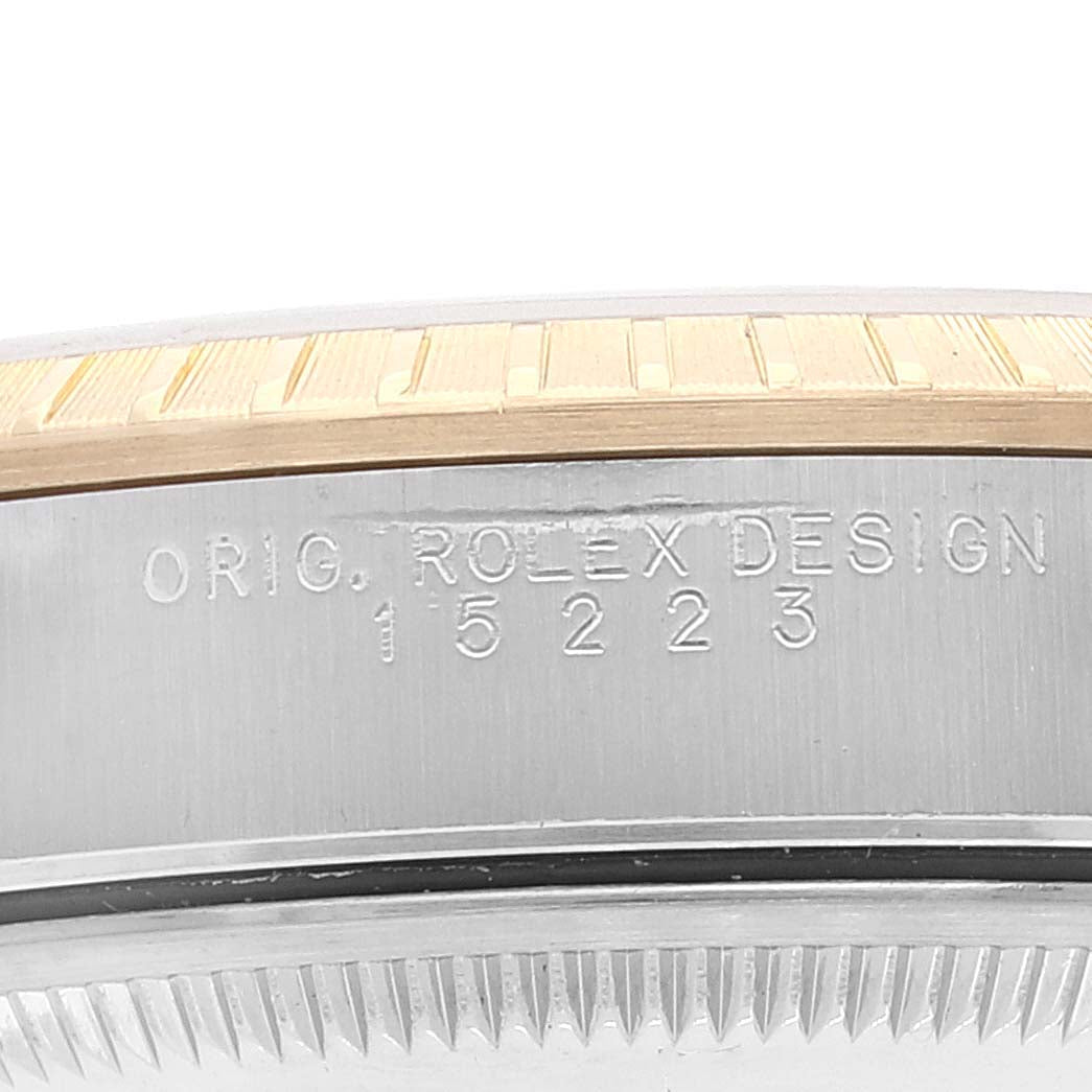 Rolex Date Steel Yellow Gold Baton Dial Oyster Bracelet Mens Watch 15223