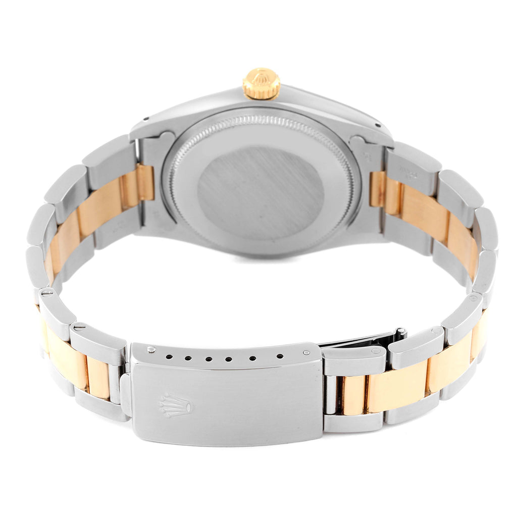 Rolex Date Steel Yellow Gold Black Dial Vintage Mens Watch 1500