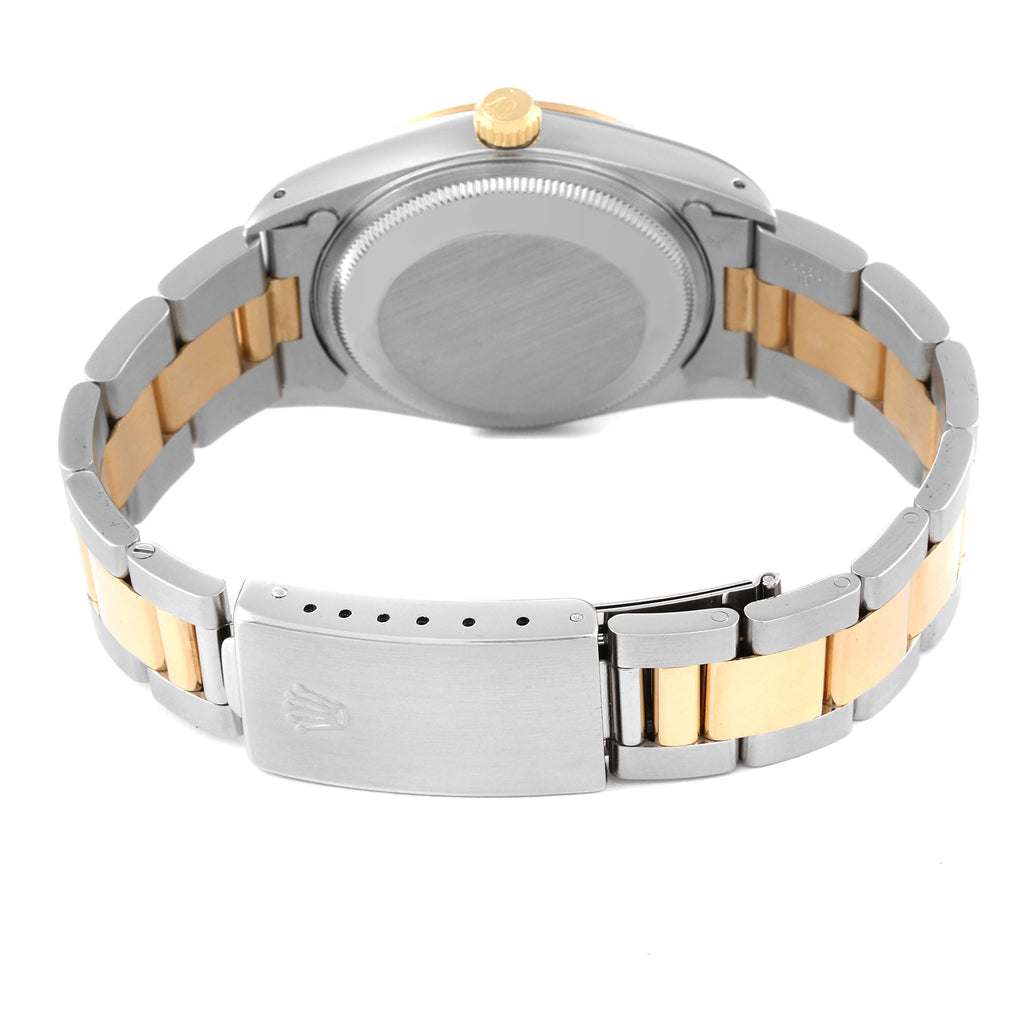 Rolex Date Steel Yellow Gold Blue Dial Mens Watch 15223
