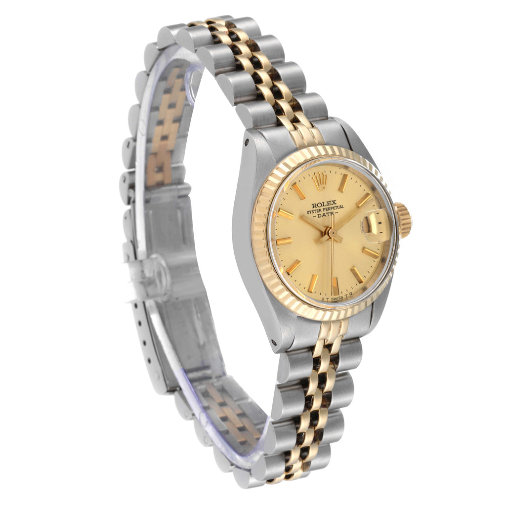 Rolex Date Steel Yellow Gold Champagne Dial Ladies Watch 6917