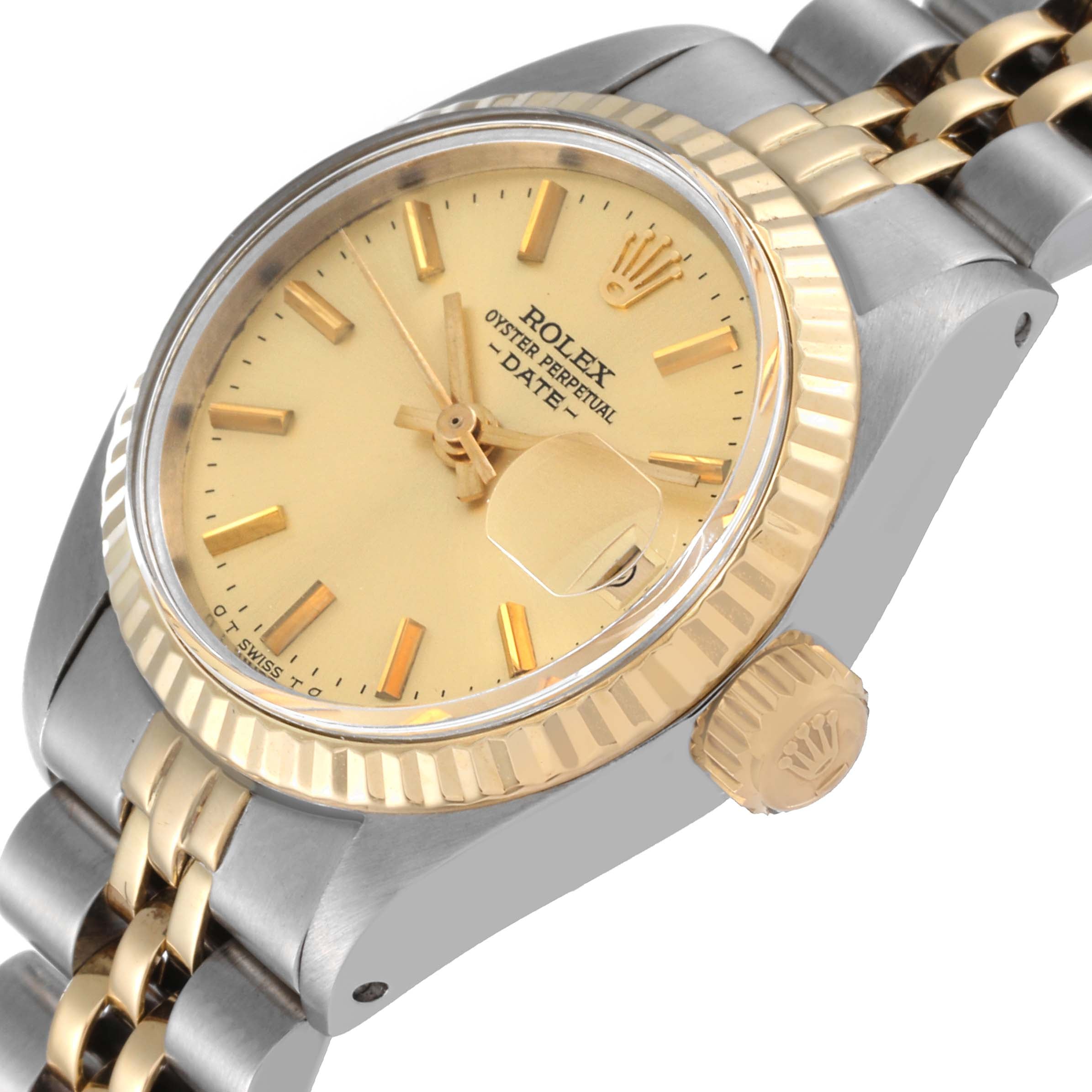 Rolex Date Steel Yellow Gold Champagne Dial Ladies Watch 6917
