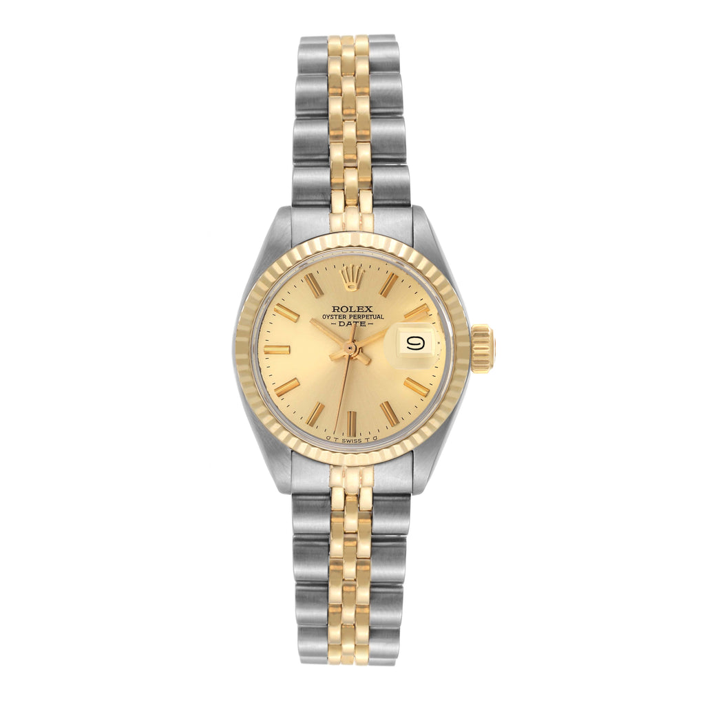 Rolex Date Steel Yellow Gold Champagne Dial Ladies Watch 6917