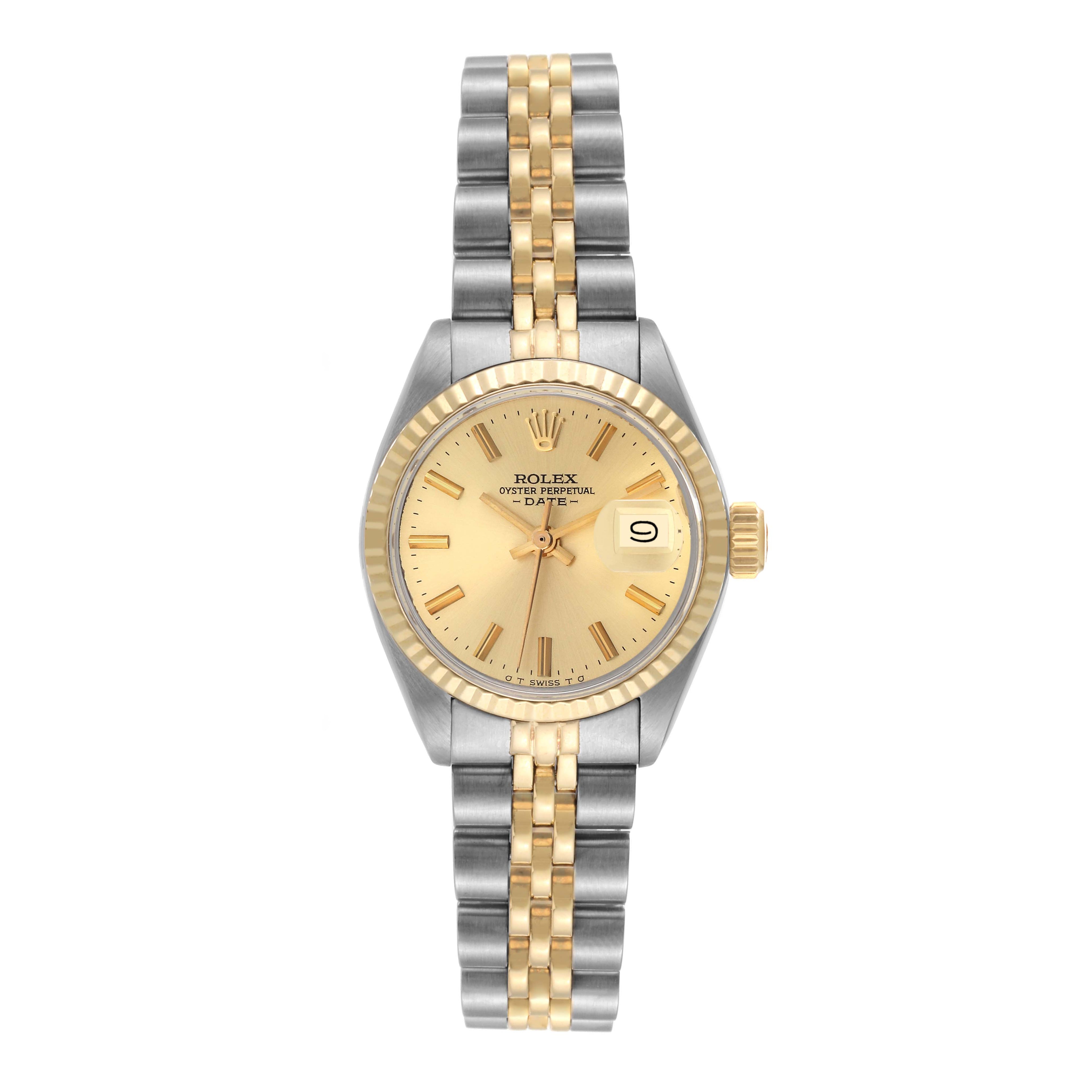 Rolex Date Steel Yellow Gold Champagne Dial Ladies Watch 6917