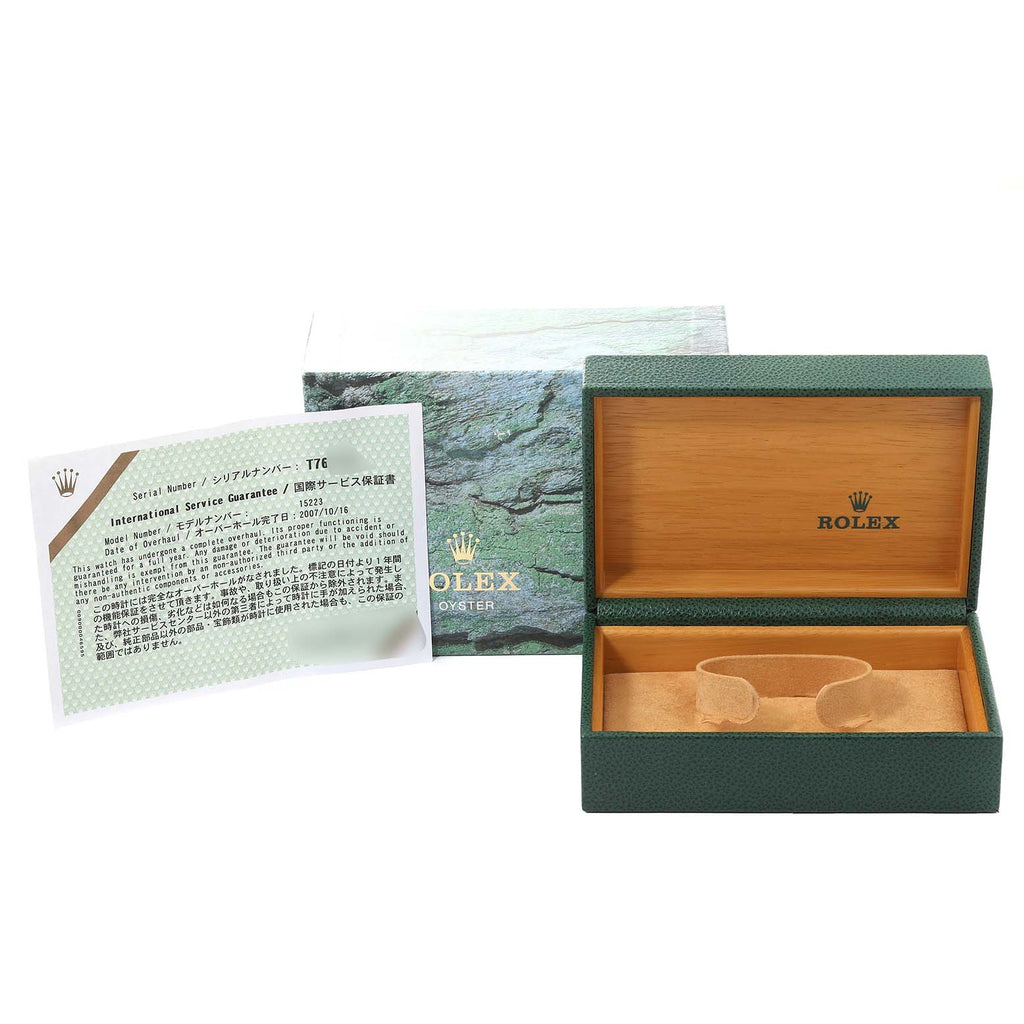 Rolex Date Steel Yellow Gold Champagne Dial Mens Watch 15223 Box Service Papers