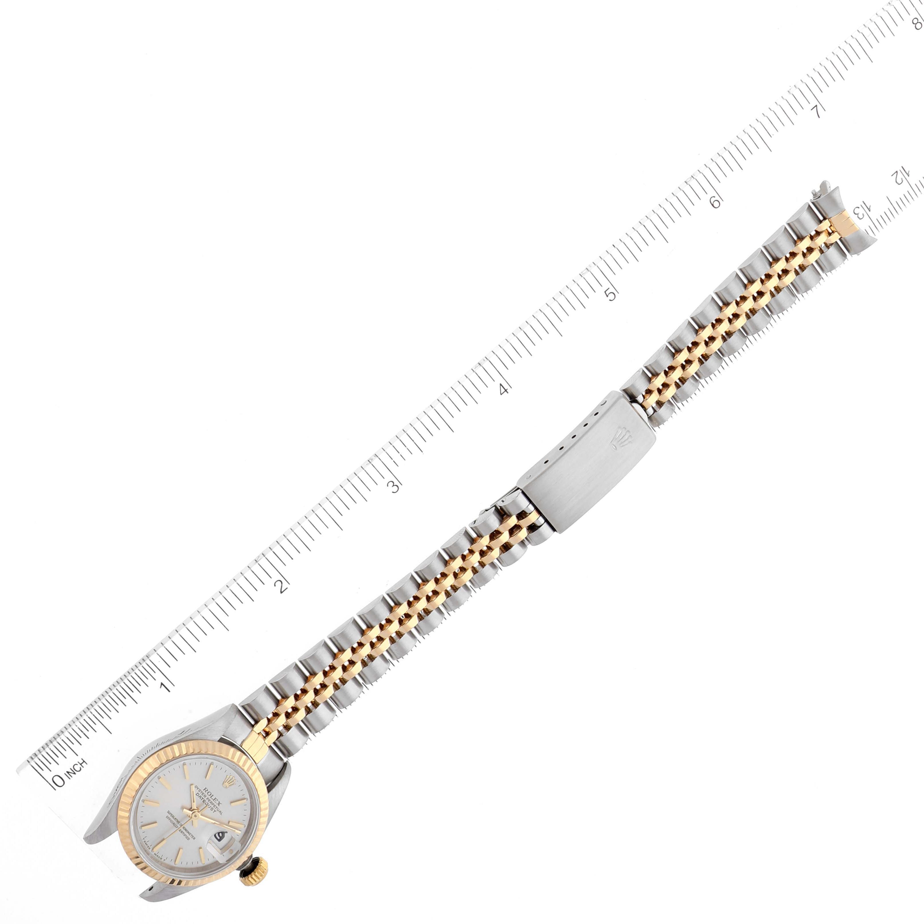 Rolex Date Steel Yellow Gold Fluted Bezel Ladies Watch 69173