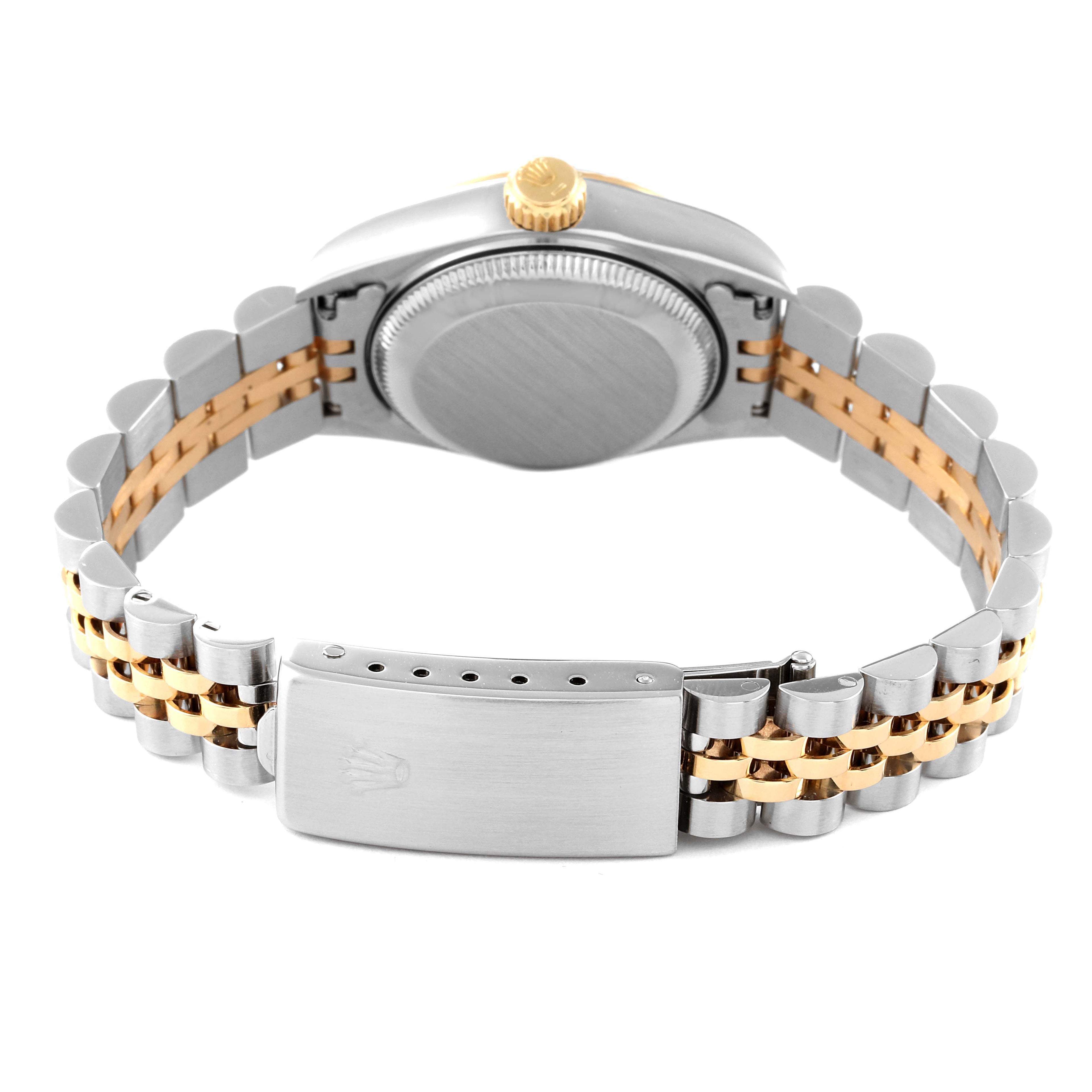 Rolex Date Steel Yellow Gold Fluted Bezel Ladies Watch 69173