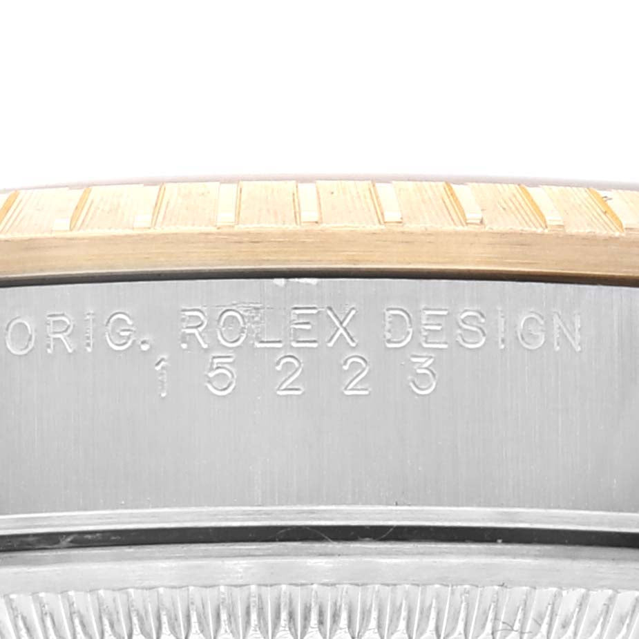 Rolex Date Steel Yellow Gold Oyster Bracelet Mens Watch 15223 Box Papers