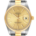 Rolex Date Steel Yellow Gold Oyster Bracelet Mens Watch 15223 Box Papers