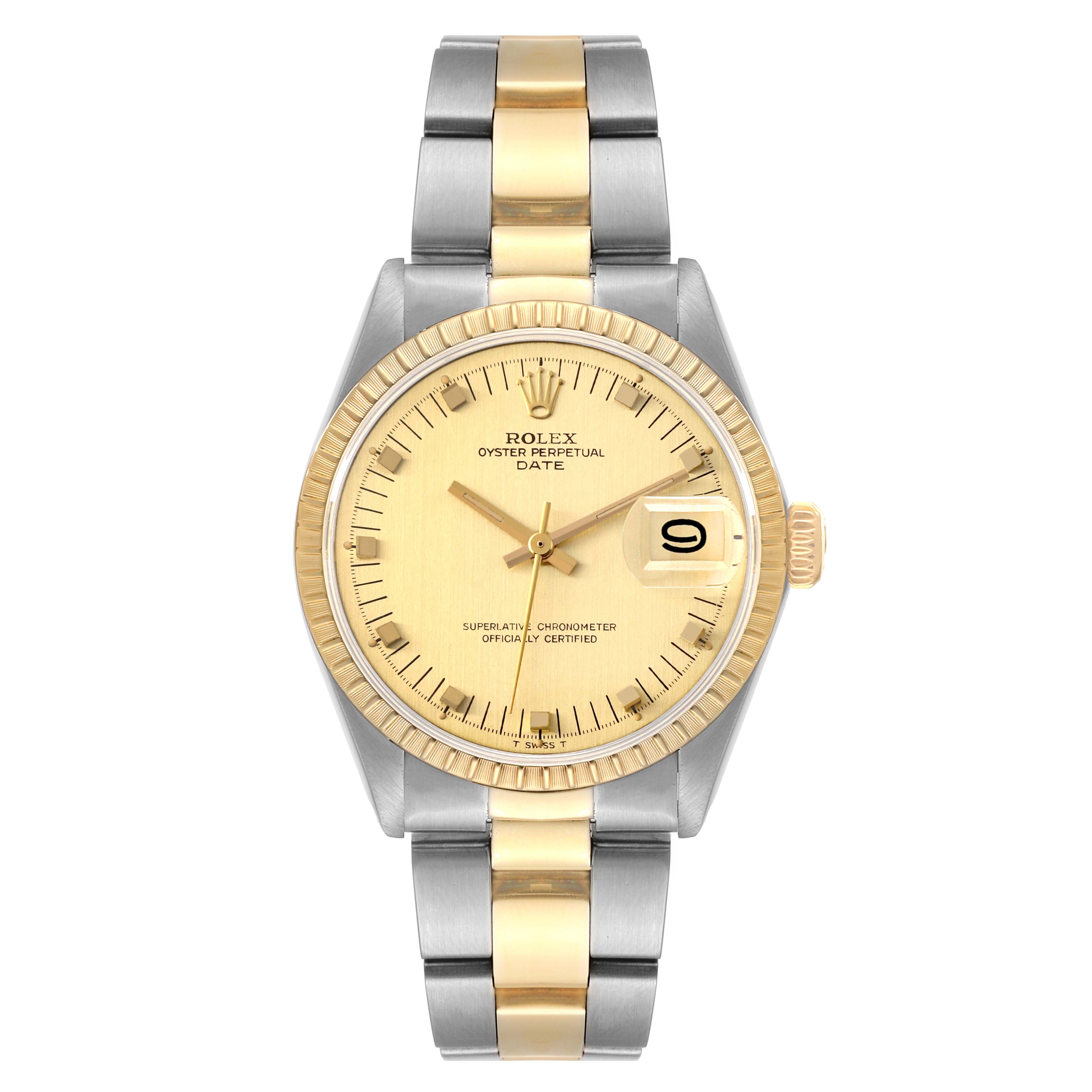 Rolex Date Steel Yellow Gold Oyster Bracelet Vintage Mens Watch 1505