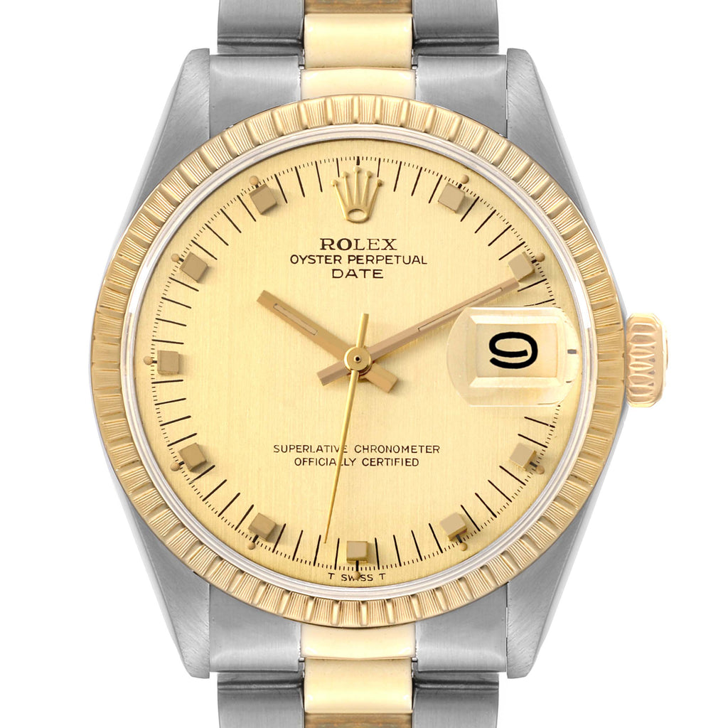 Rolex Date Steel Yellow Gold Oyster Bracelet Vintage Mens Watch 1505