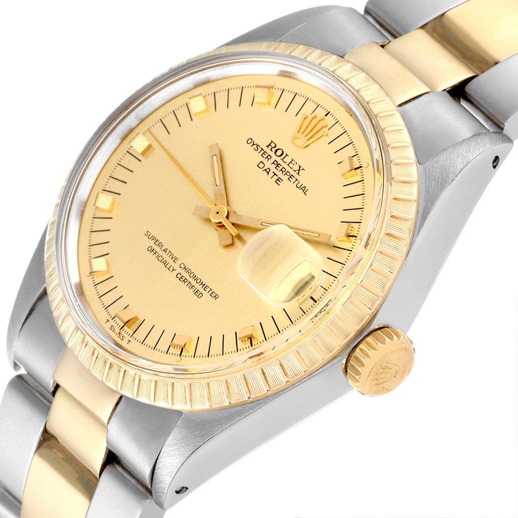Rolex Date Steel Yellow Gold Oyster Bracelet Vintage Mens Watch 1505