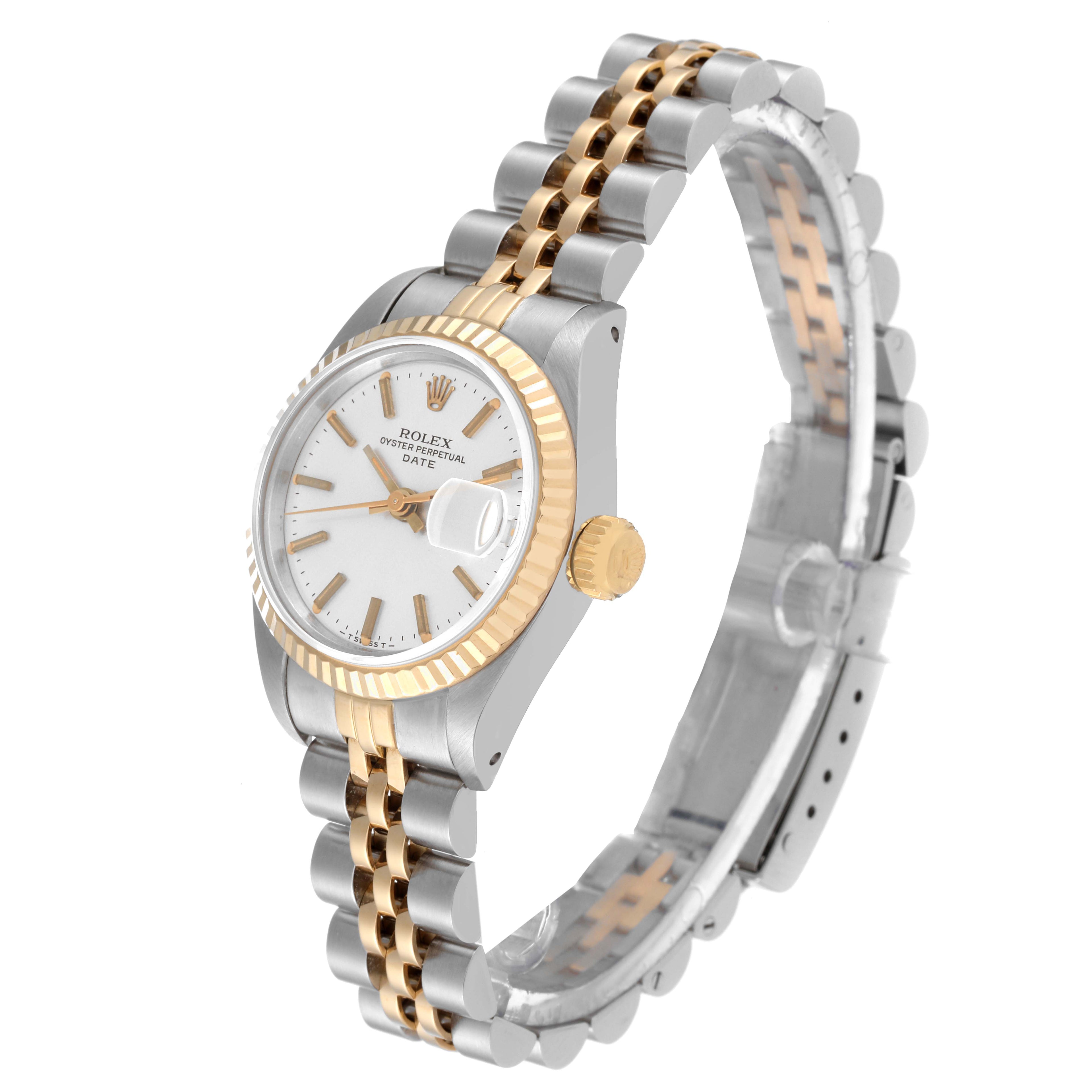 Rolex Date Steel Yellow Gold Silver Dial Ladies Watch 69173