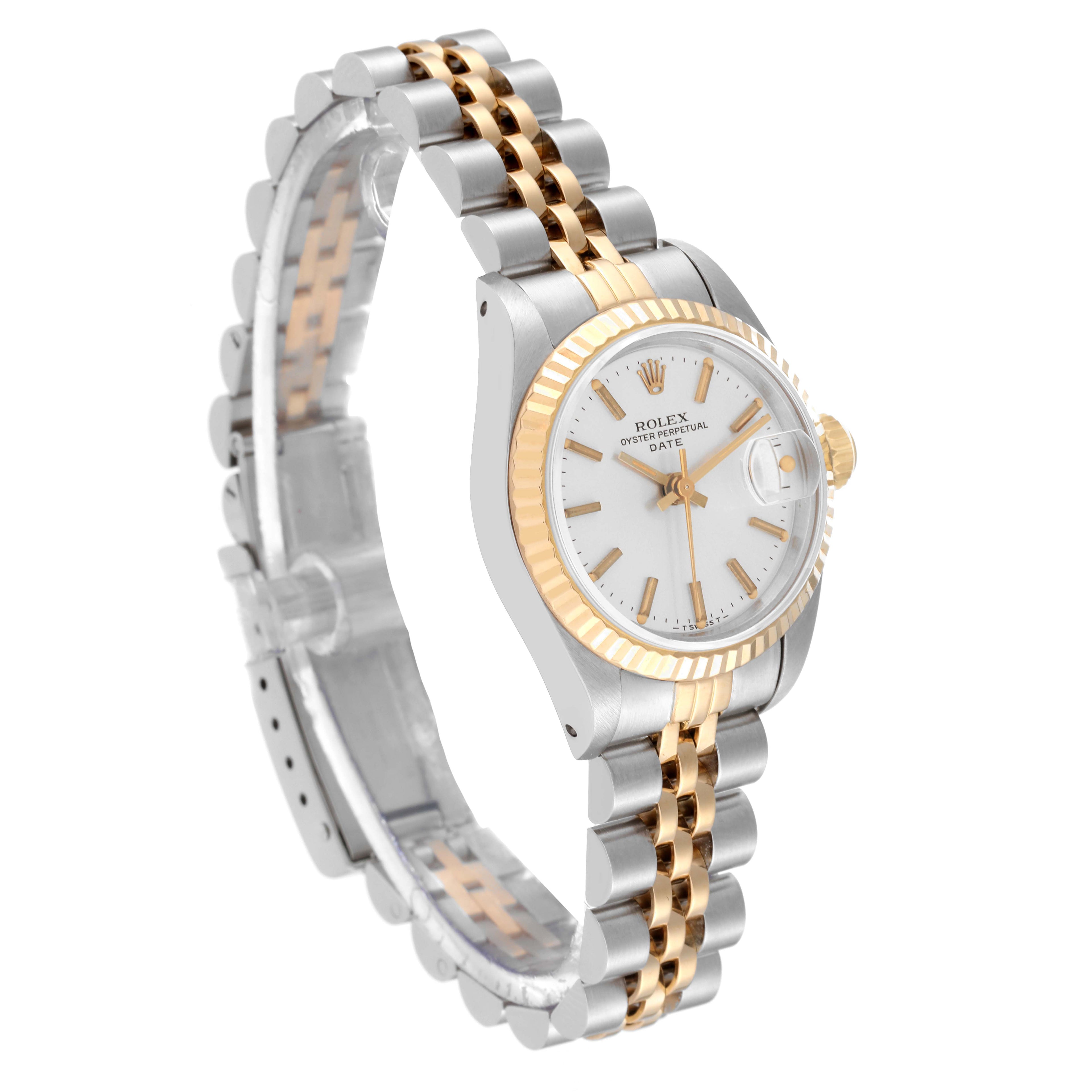 Rolex Date Steel Yellow Gold Silver Dial Ladies Watch 69173
