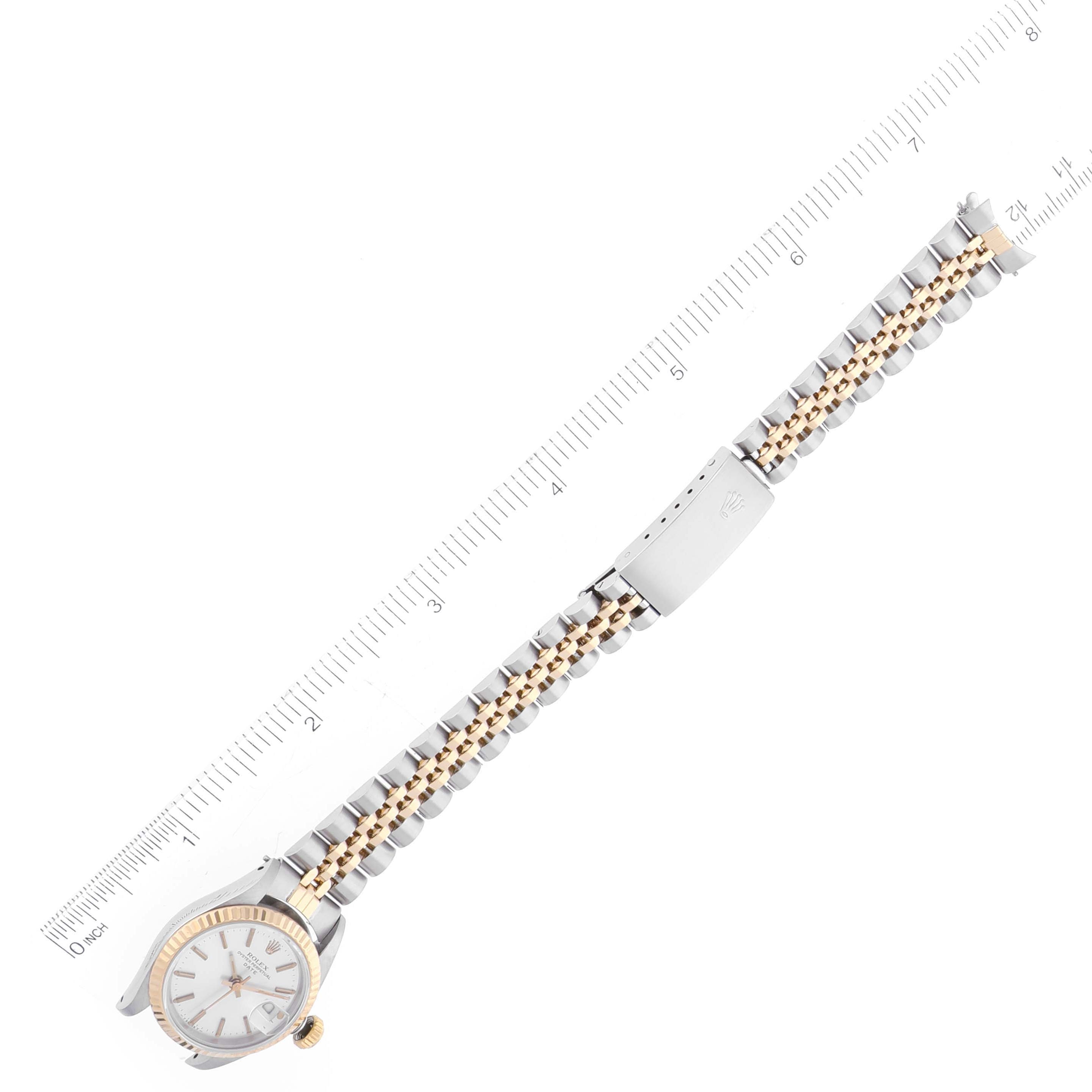 Rolex Date Steel Yellow Gold Silver Dial Ladies Watch 69173