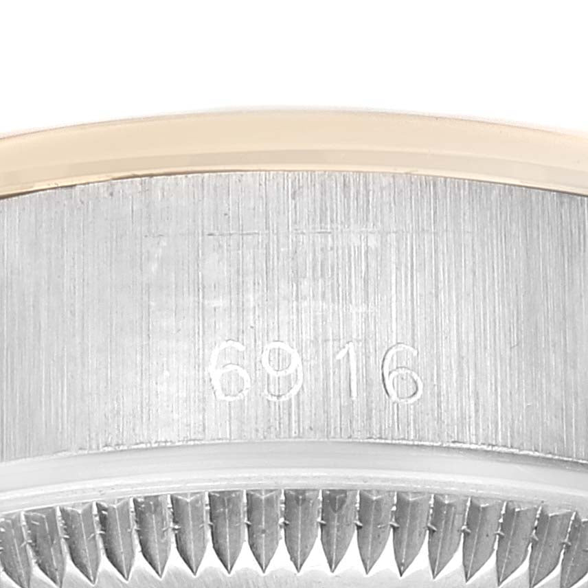 Rolex Date Steel Yellow Gold Smooth Bezel Champagne Dial Ladies Watch 6916